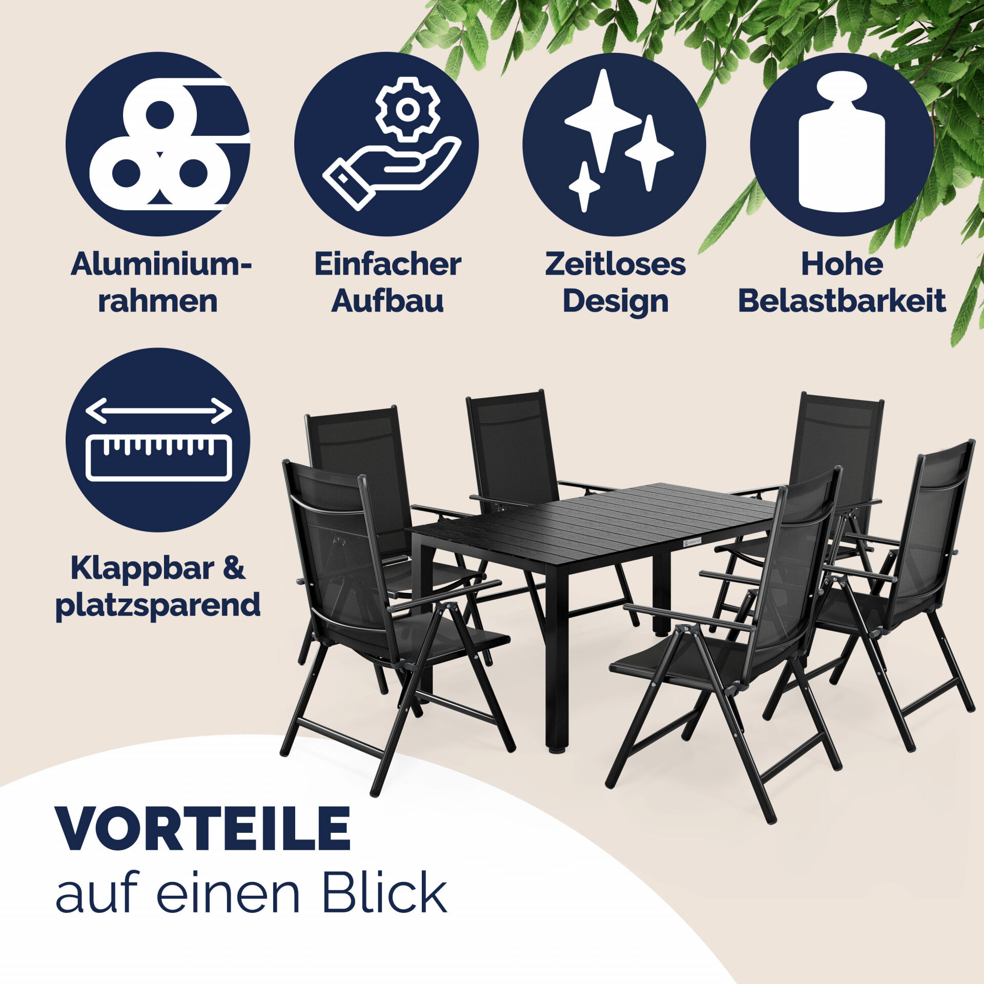 Garten-Sitzgruppe Bern 7-tlg Anthrazit Alu WPC