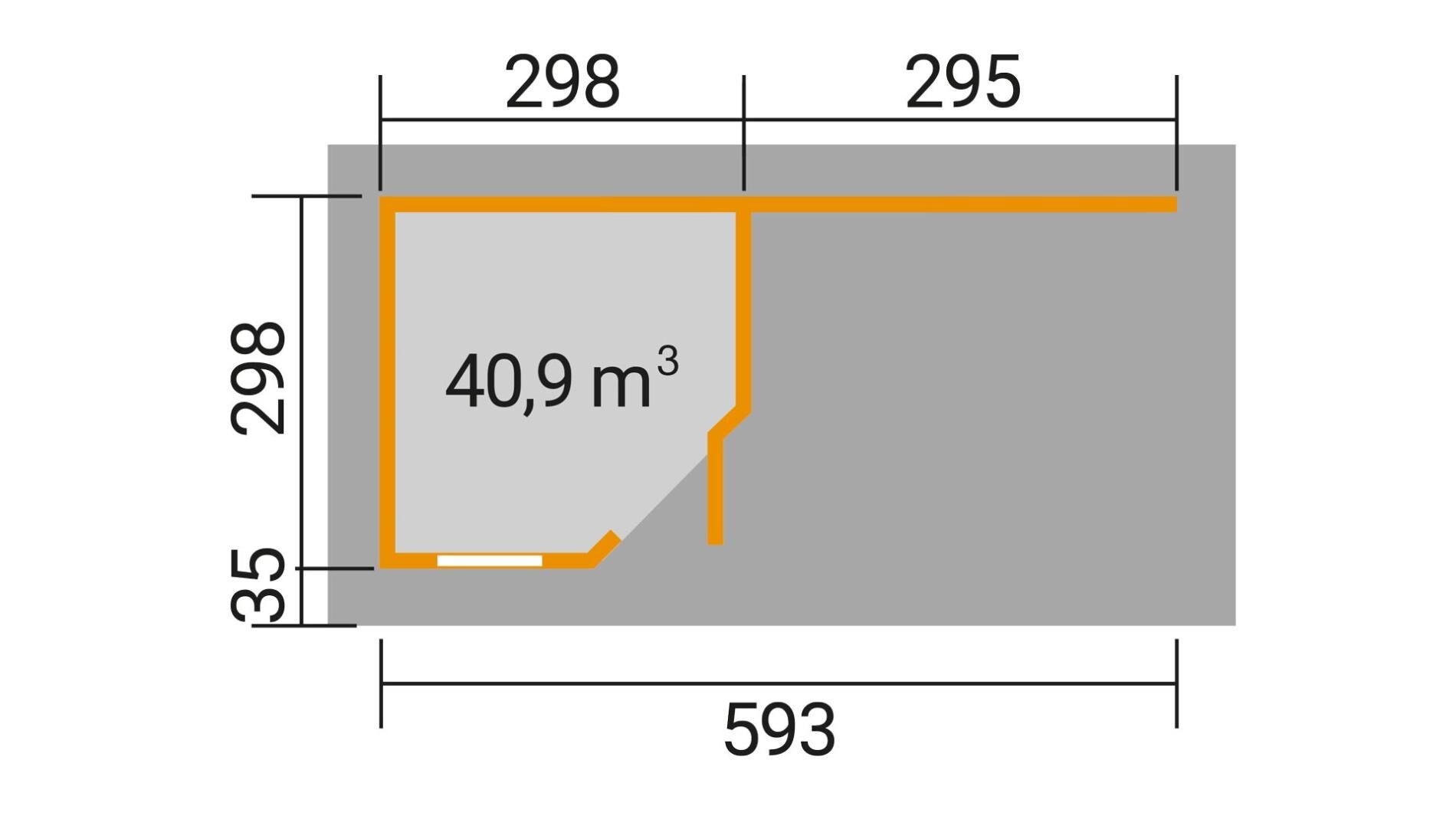weka Design-Gartenhaus 213 B 6,5x3,4m, Naturbelassen, Premium Dachbahn selbstklebend