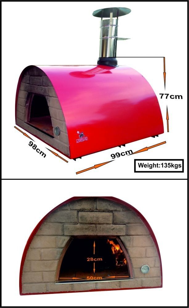 Mobiler Steinofen Maximus Prime rot inkl. Kaminrohr und Regenhut aus Feueraluminium