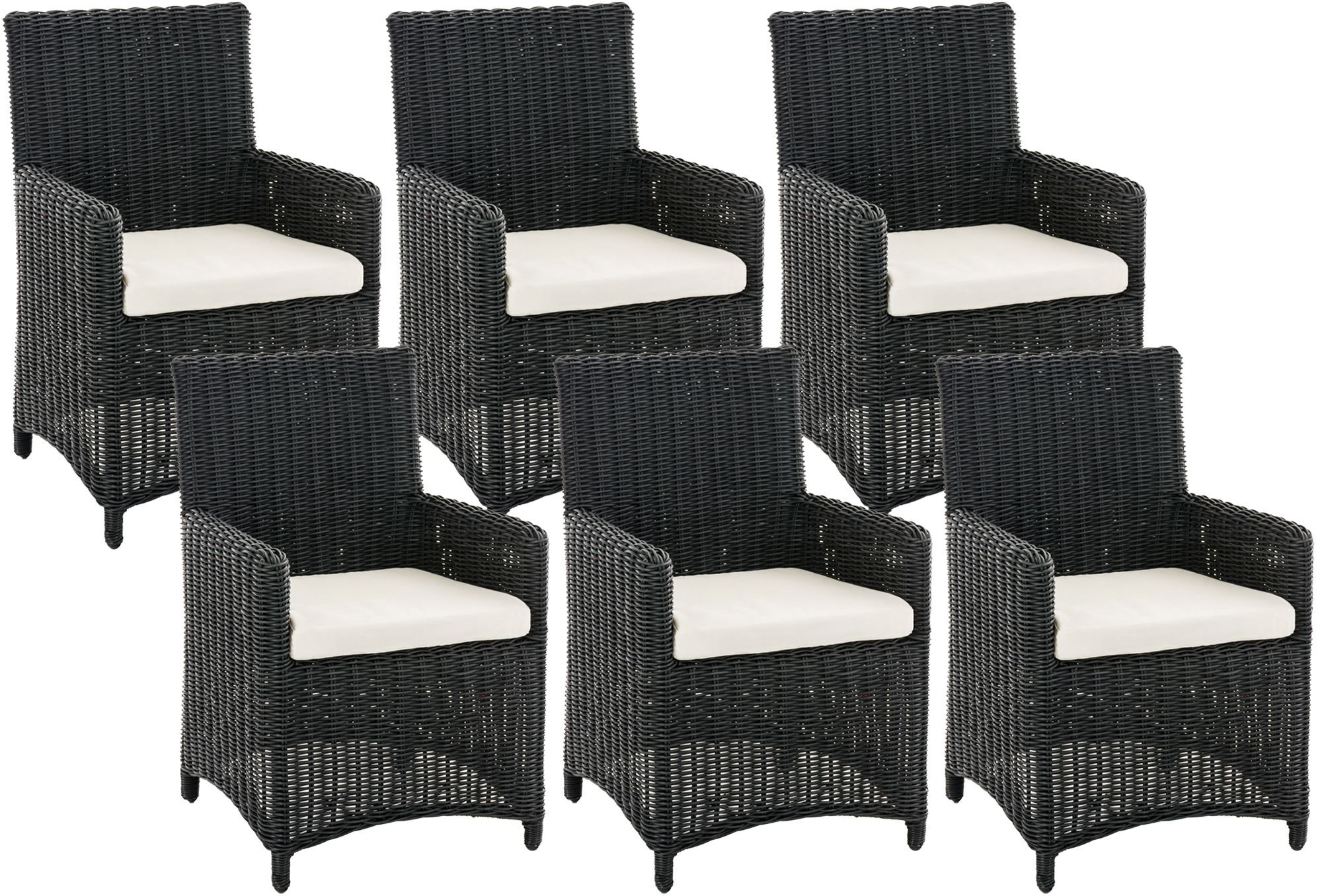 6er Set Stuhl Fontana / Sankt Marlo Cremeweiss 5mm, schwarz