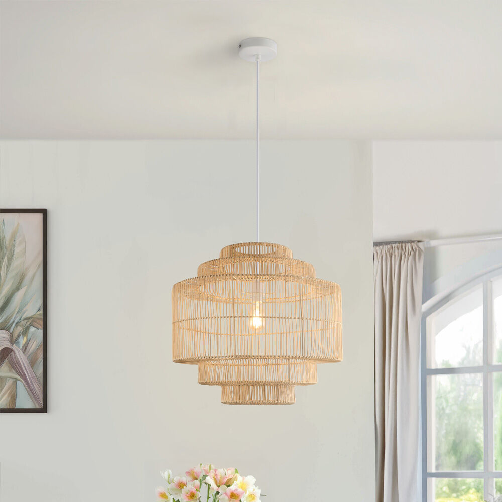 Hängeleuchte aus Rattan SIA - Weiß/Bambus
