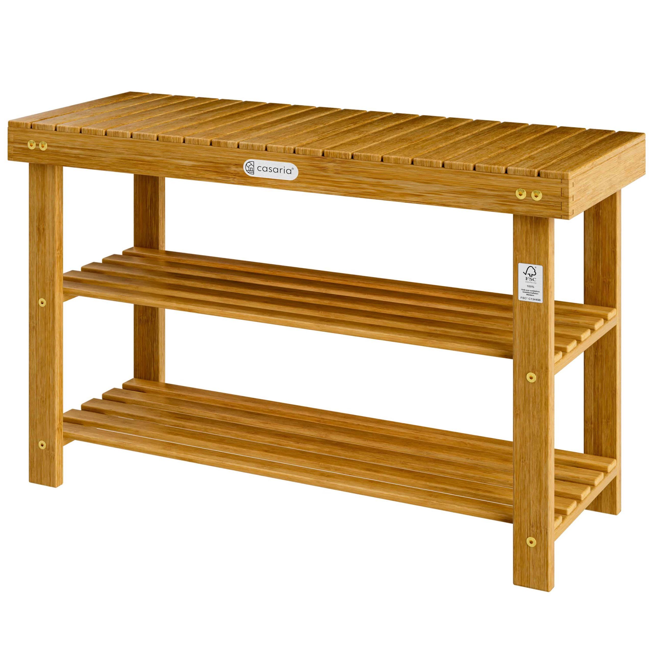Schuhregal 2in1 Akazienholz FSC®-zertifiziert 90x33x46cm