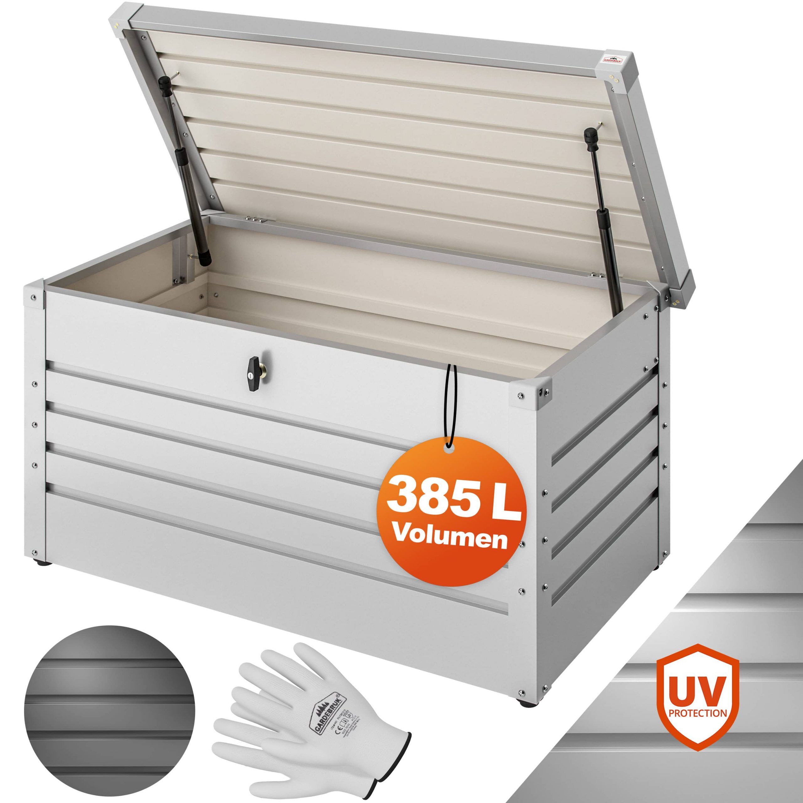 Gartenbox Metall 385L Hellgrau wasserdicht abschließbar