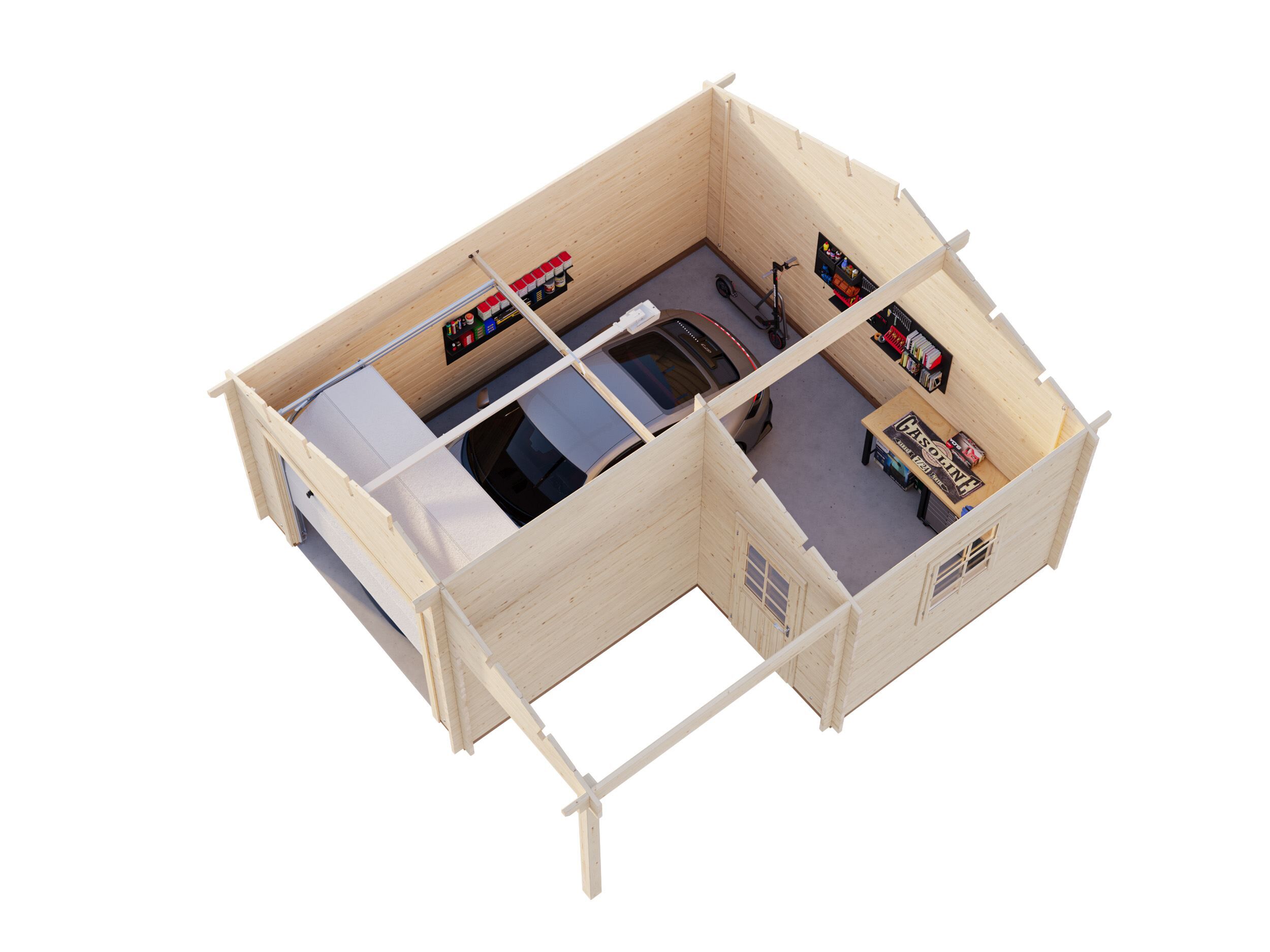 Palmako Holzgarage Roger 21,9+5,2 m² mit Sektionaltor