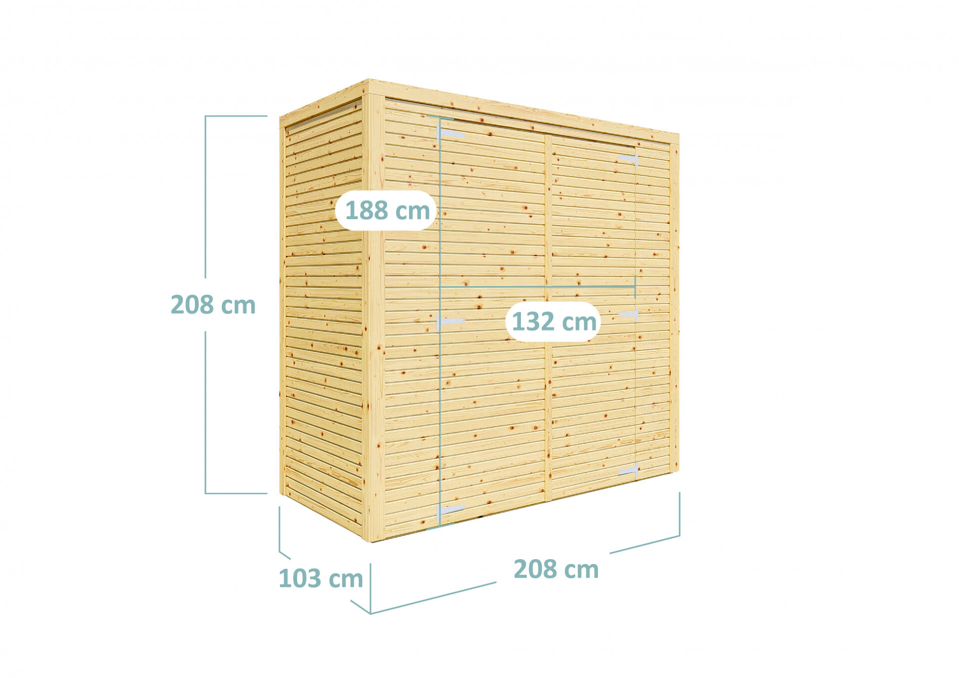 Gerätehaus Holz Box 1 schwarz/natur 207 x 103 cm
