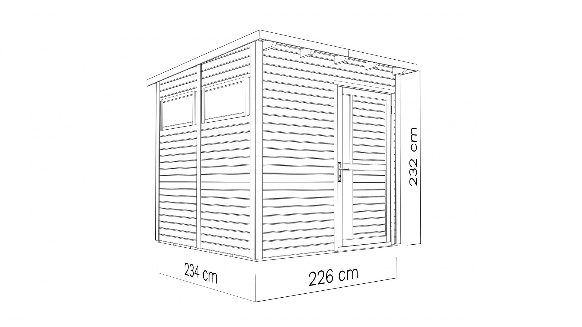 Gartenhaus Holz Pentus 2 naturbelassen 226 x 234 cm