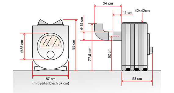 Werkstattofen Bruno Pyro I 13 kW mit Herdplatte