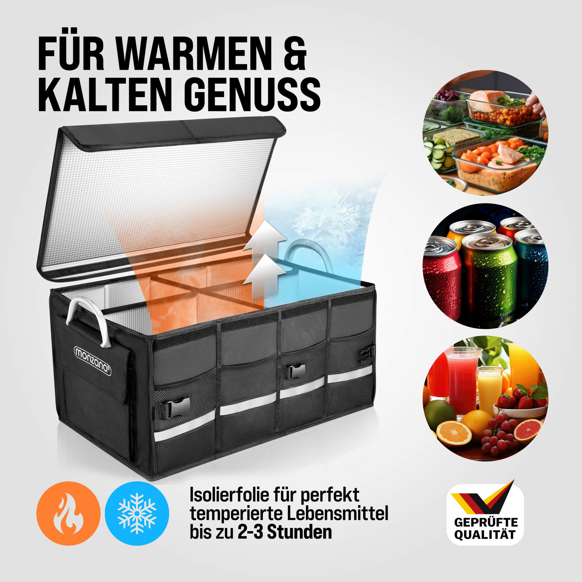 Kofferraumtasche Schwarz 60x35x30cm isoliert