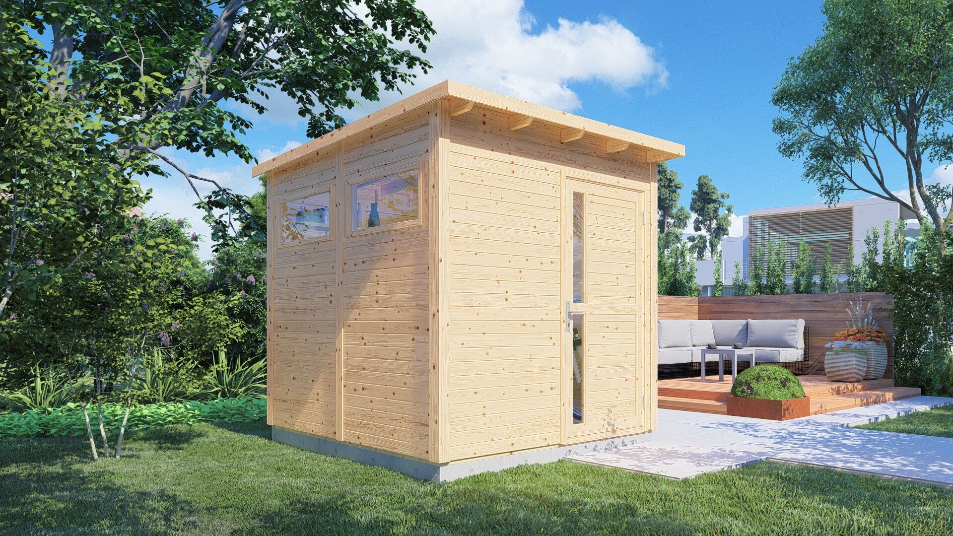 Gartenhaus Holz Pentus 2 naturbelassen 226 x 234 cm