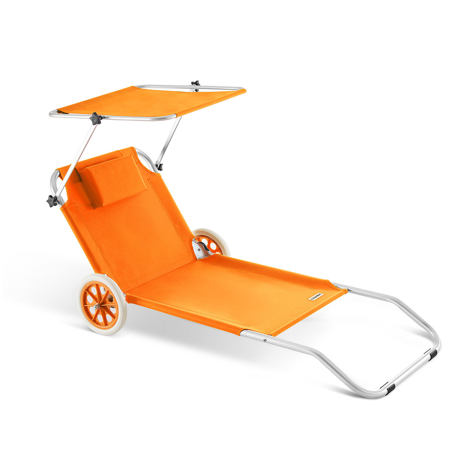 Gartenliege Kreta Orange Alu mit Rollen