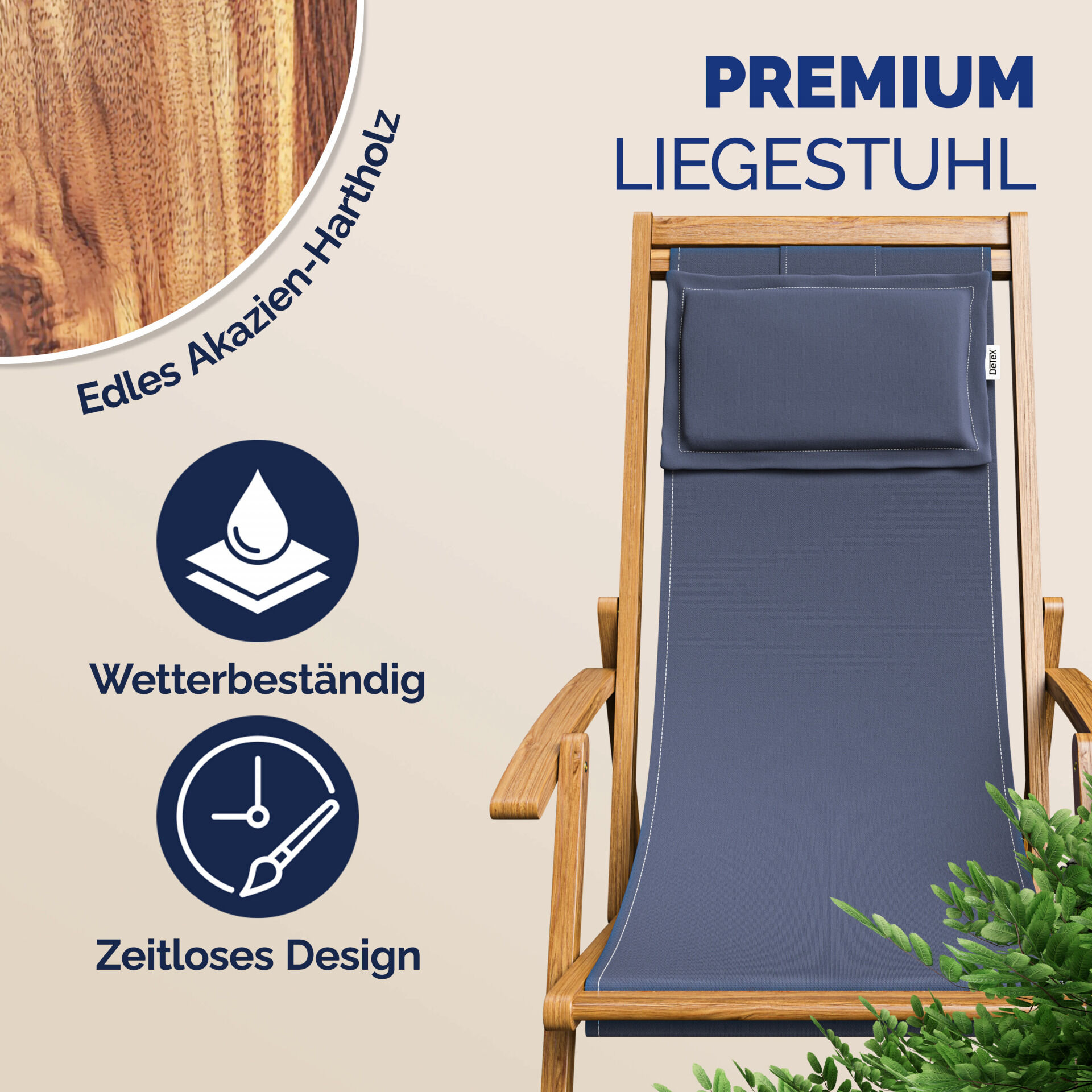 Gartenliege Anthrazit Akazienholz 94x60x94cm
