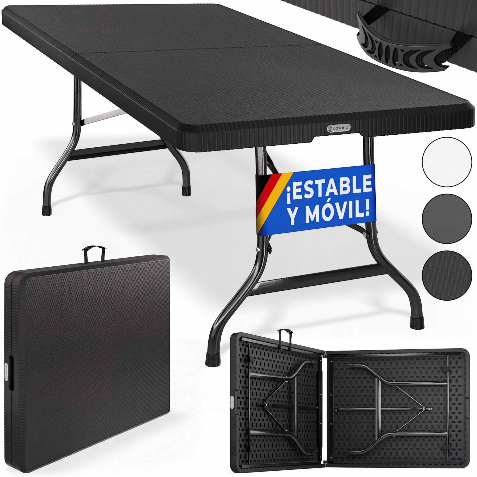 Gartentisch Schwarz Rattan-Look 180x75x73cm klappbar
