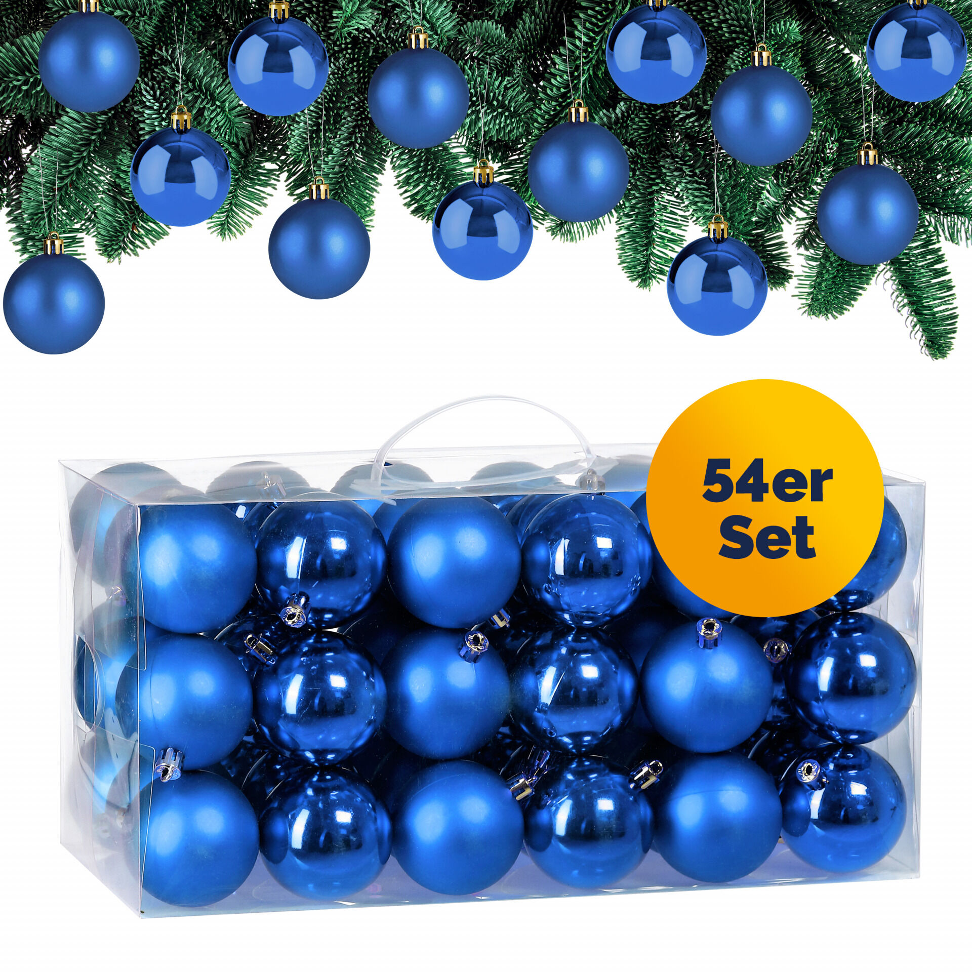661389 Weihnachtskugeln Blau 54-tlg in matt + glänzend