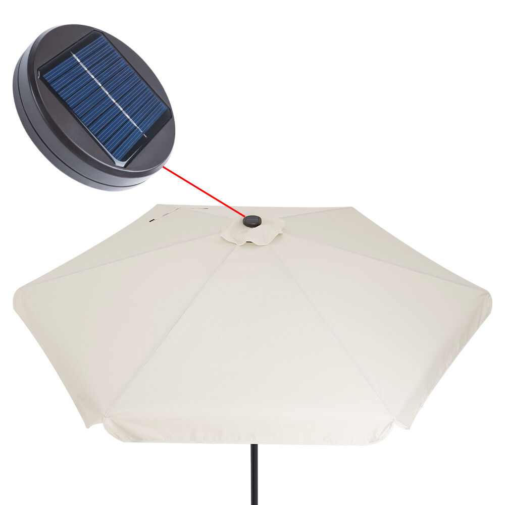 LED Solar Sonnenschirm Athen Creme Ø330cm UV-Schutz 80+