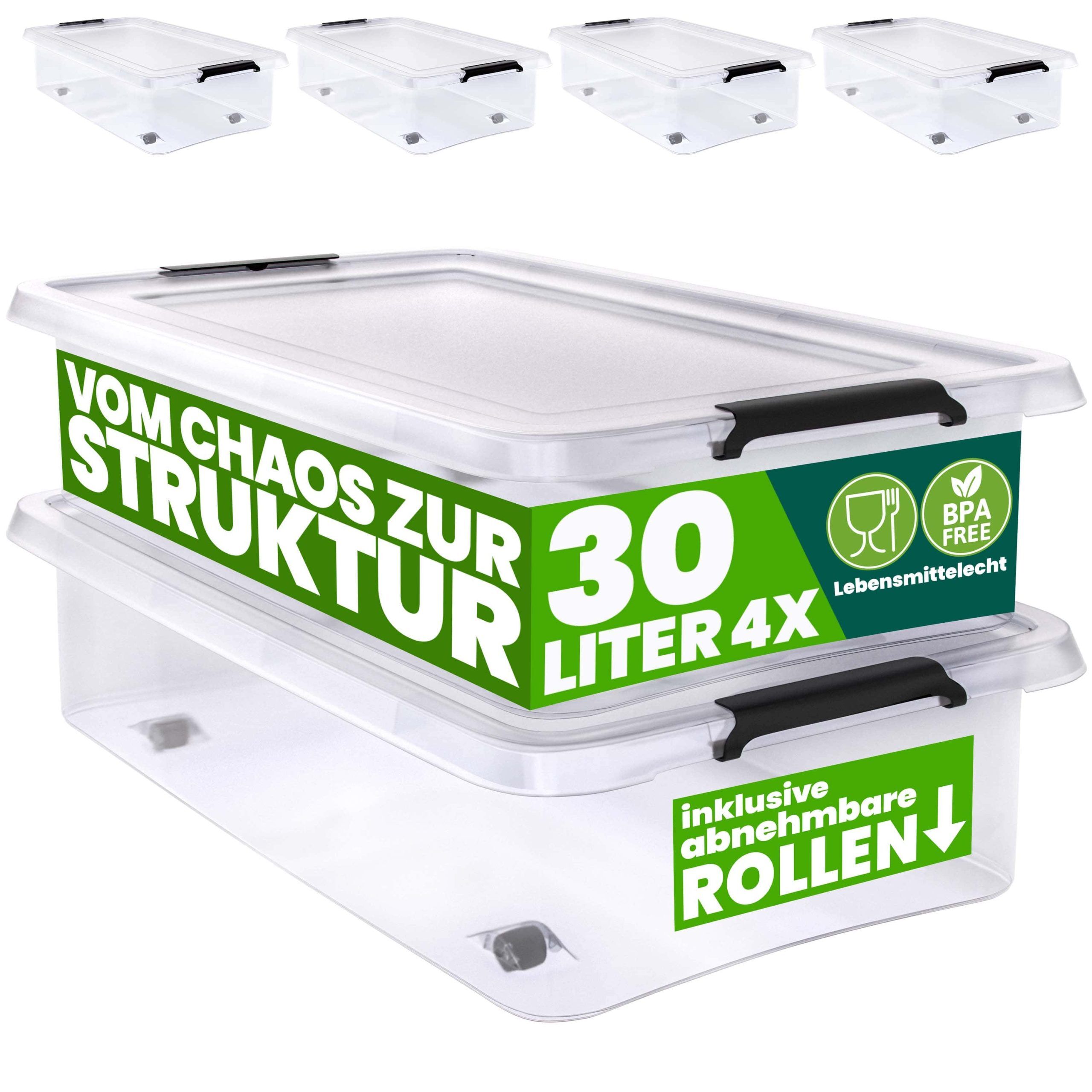Aufbewahrungsbox 4er-Set Transparent 60x40x17cm 30L
