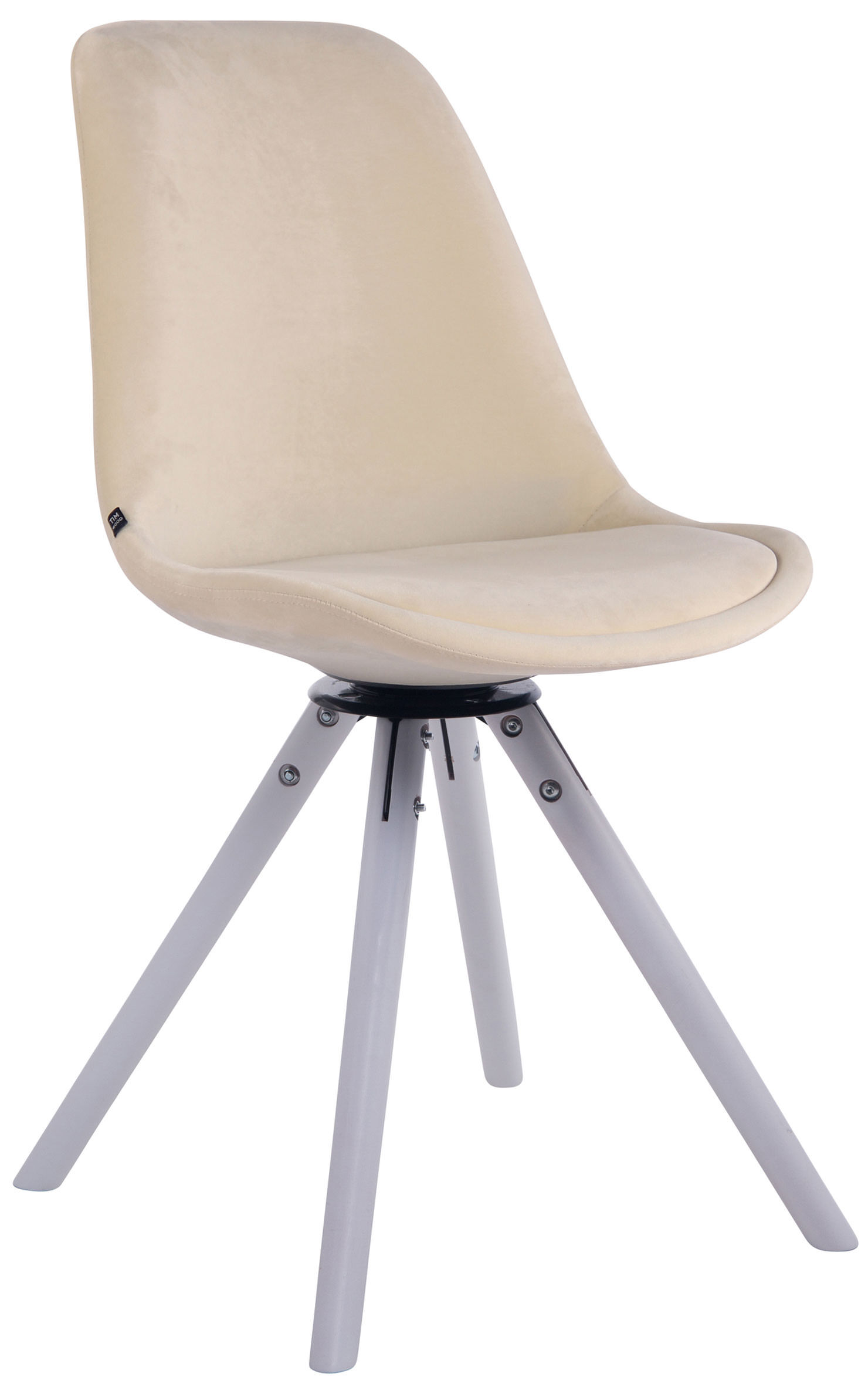 Esszimmerstuhl Troyes Samt Rund weiß, creme