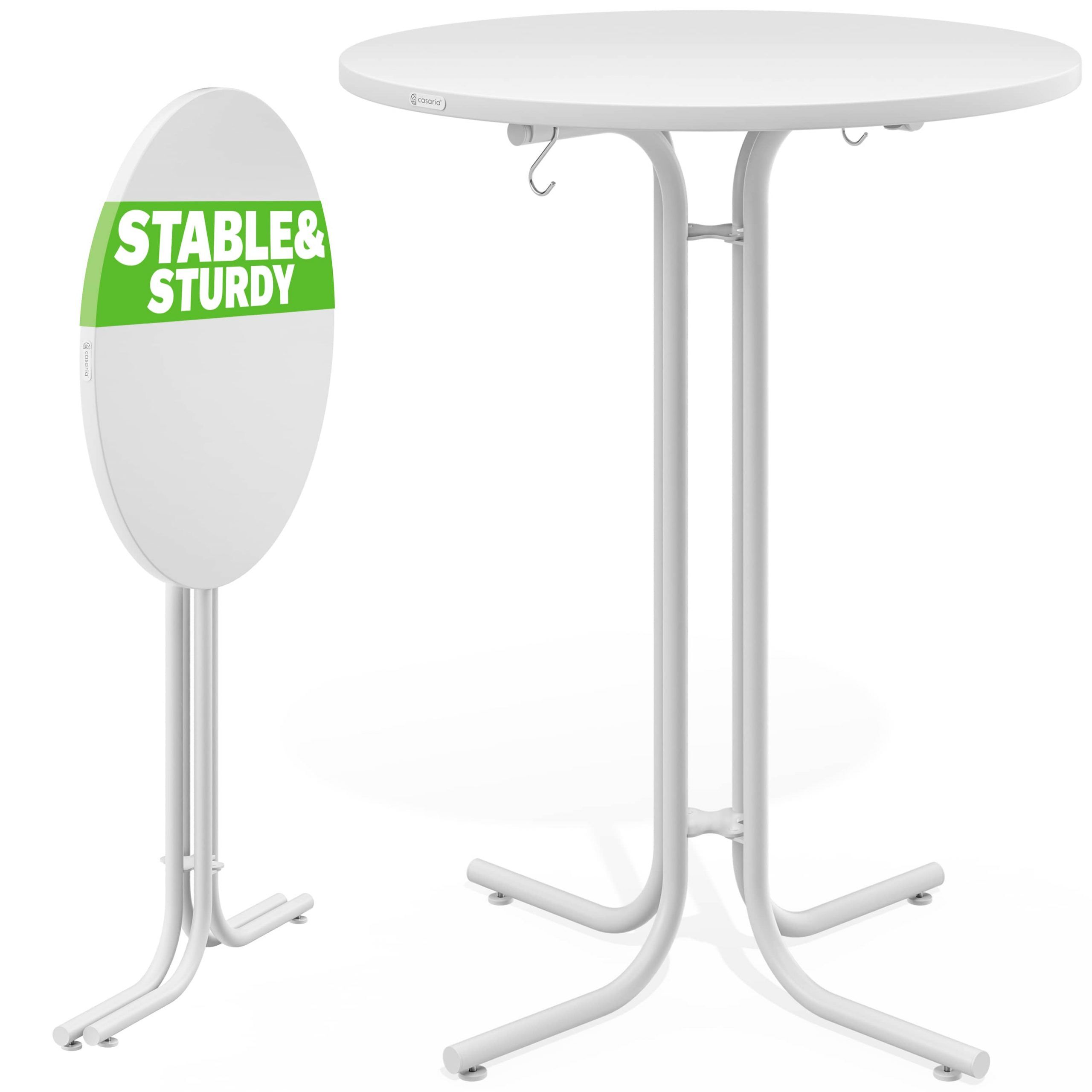 Stehtisch Weiß Ø70x110cm klappbar Outdoor höhenverstellbar bis 100kg