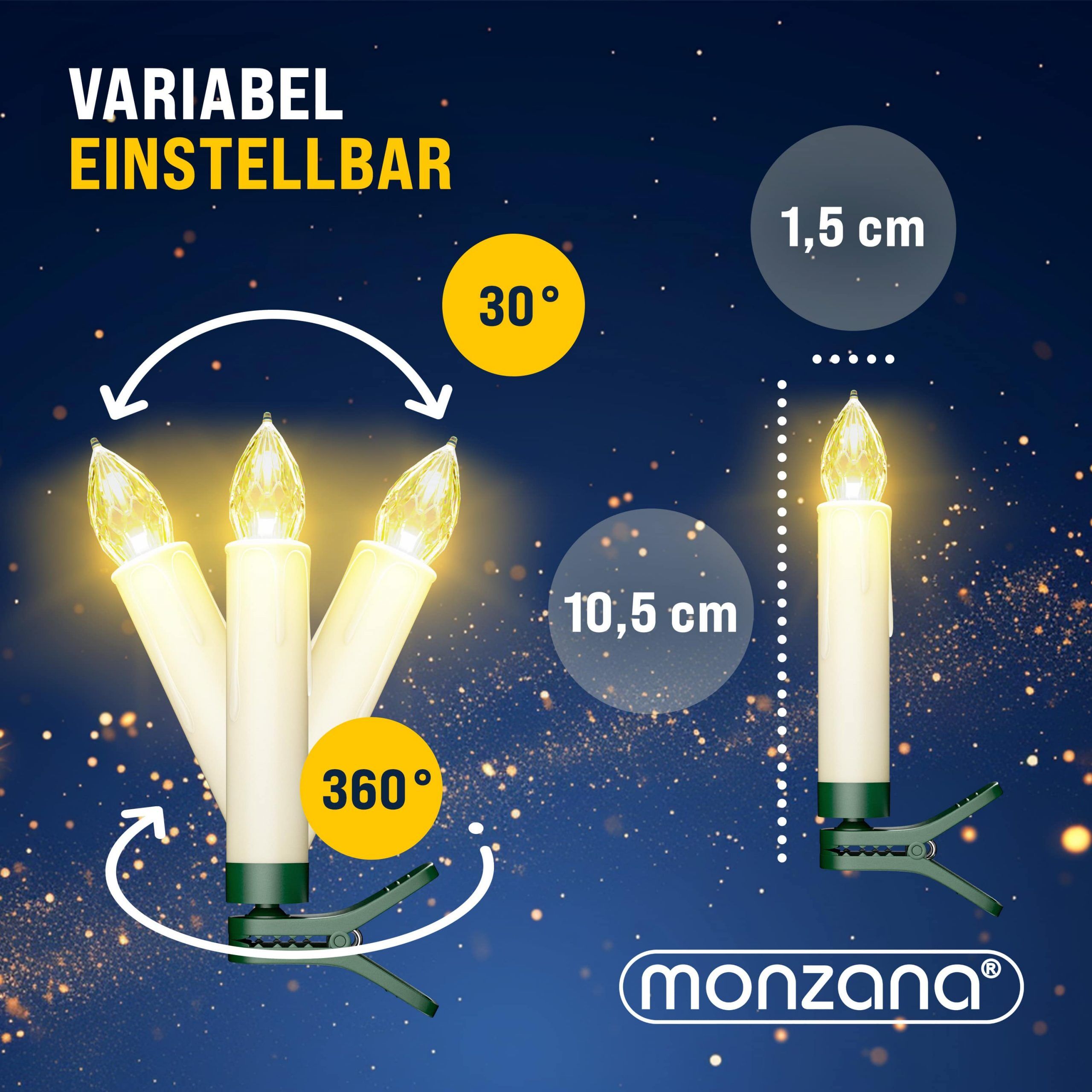 Kabellose Weihnachtsbaumkerzen LED 30er-Set Warmweiß mit Timer + Fernbedienung