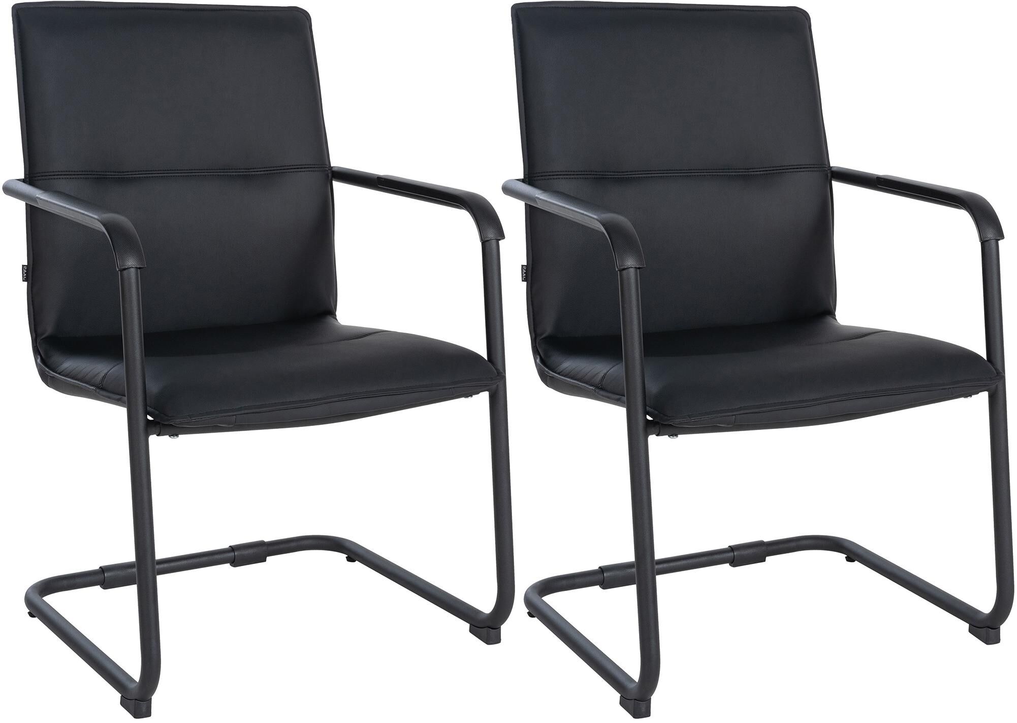 2er Set Besucherstuhl Seattle, schwarz/schwarz