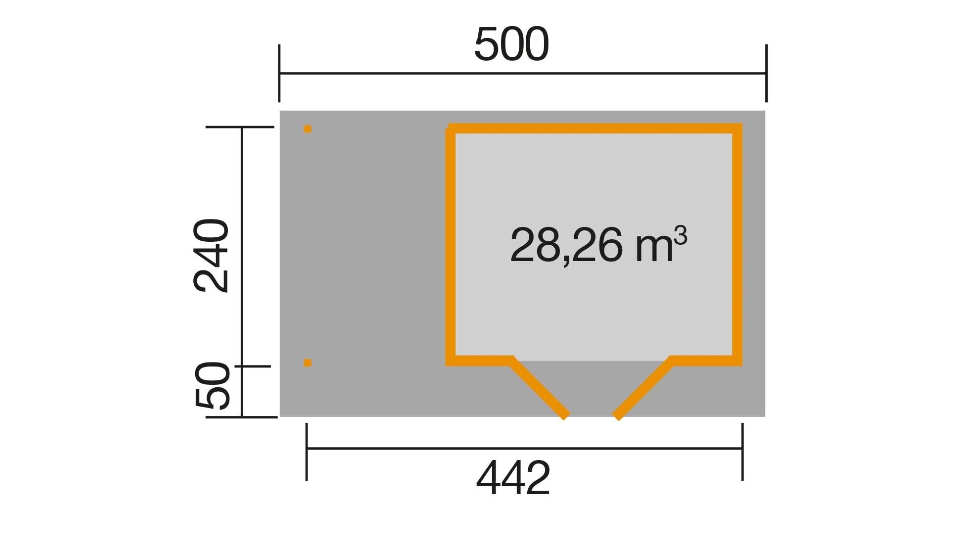 weka Design-Gartenhaus 126 A 5,0x3,2m, Naturbelassen, Premium Dachbahn selbstklebend