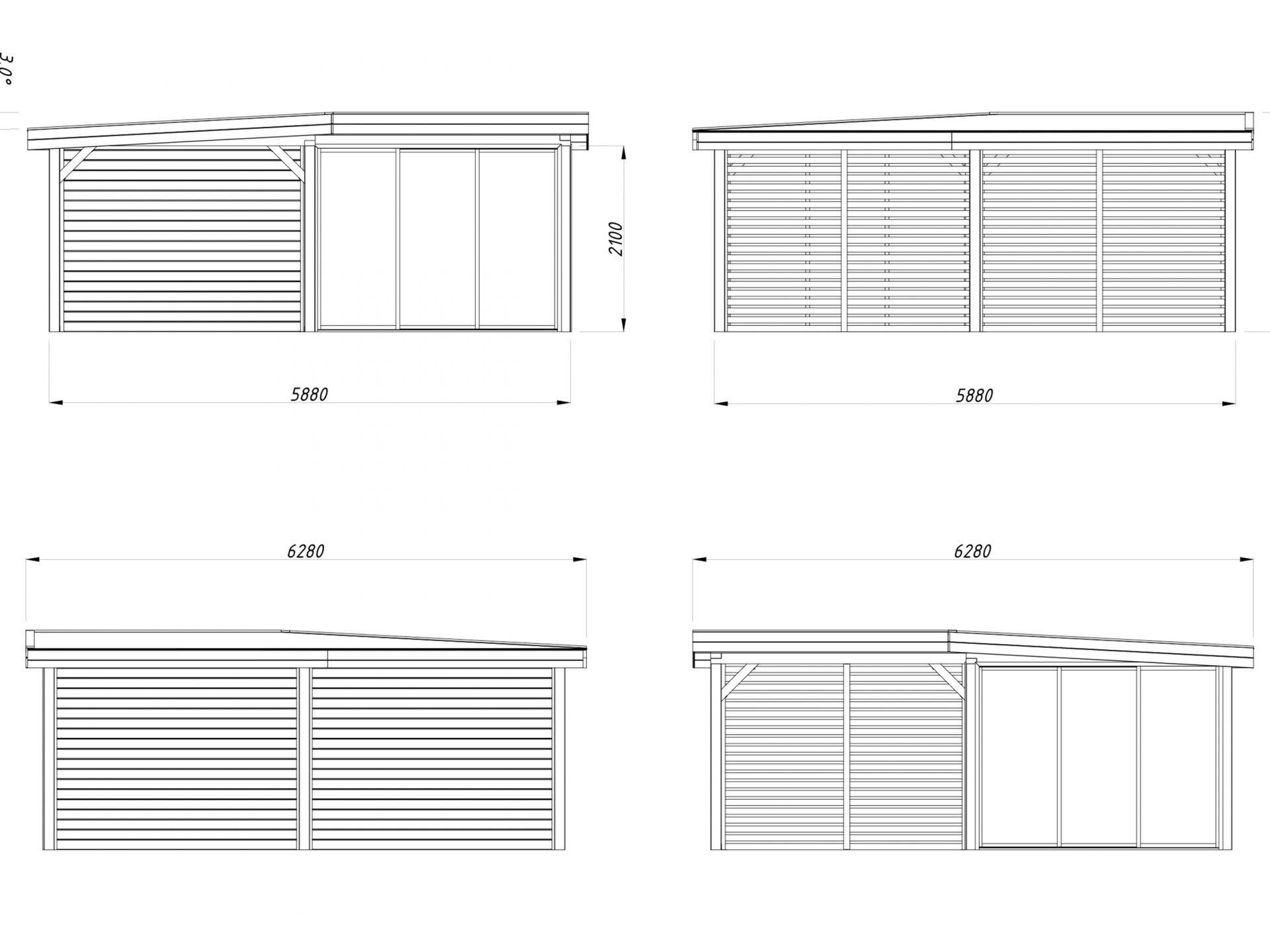 Palmako modernes Gartenhaus Lenna 24,9 m2 Set 411 Slide