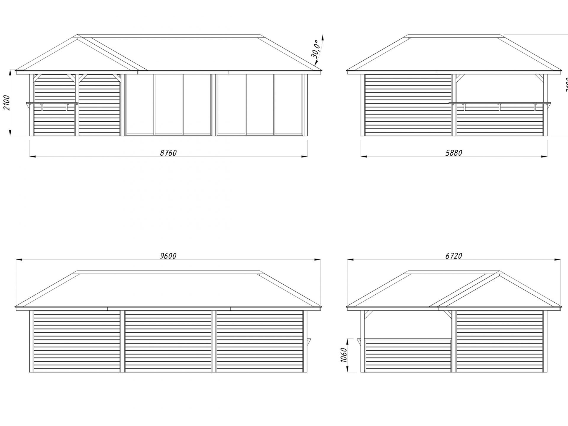 Palmako Pavillon Bianca 33,2 m2 Set 220 Slide