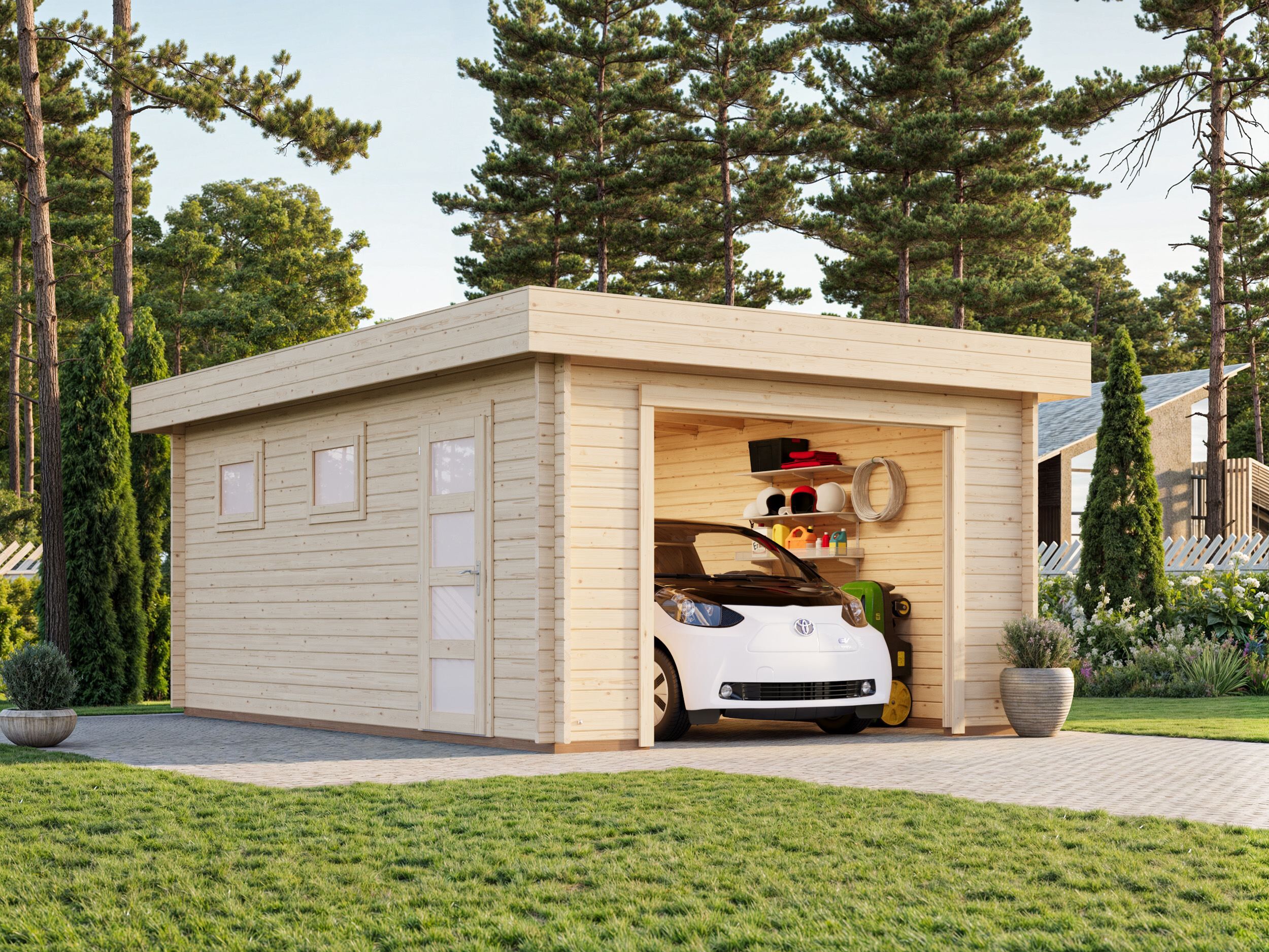 Flachdach Holzgarage Rasmus 19,0 m² ohne Tor
