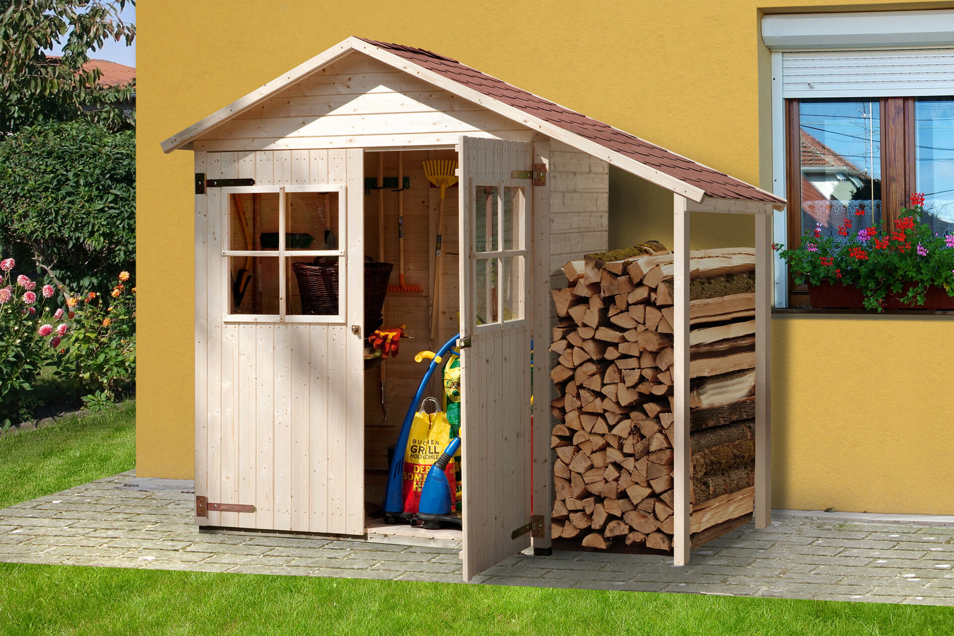 weka Garten-/Terrassenschrank 357 A Gr.2 Satteldach, 14 mm, DT, Schleppdach 50 cm