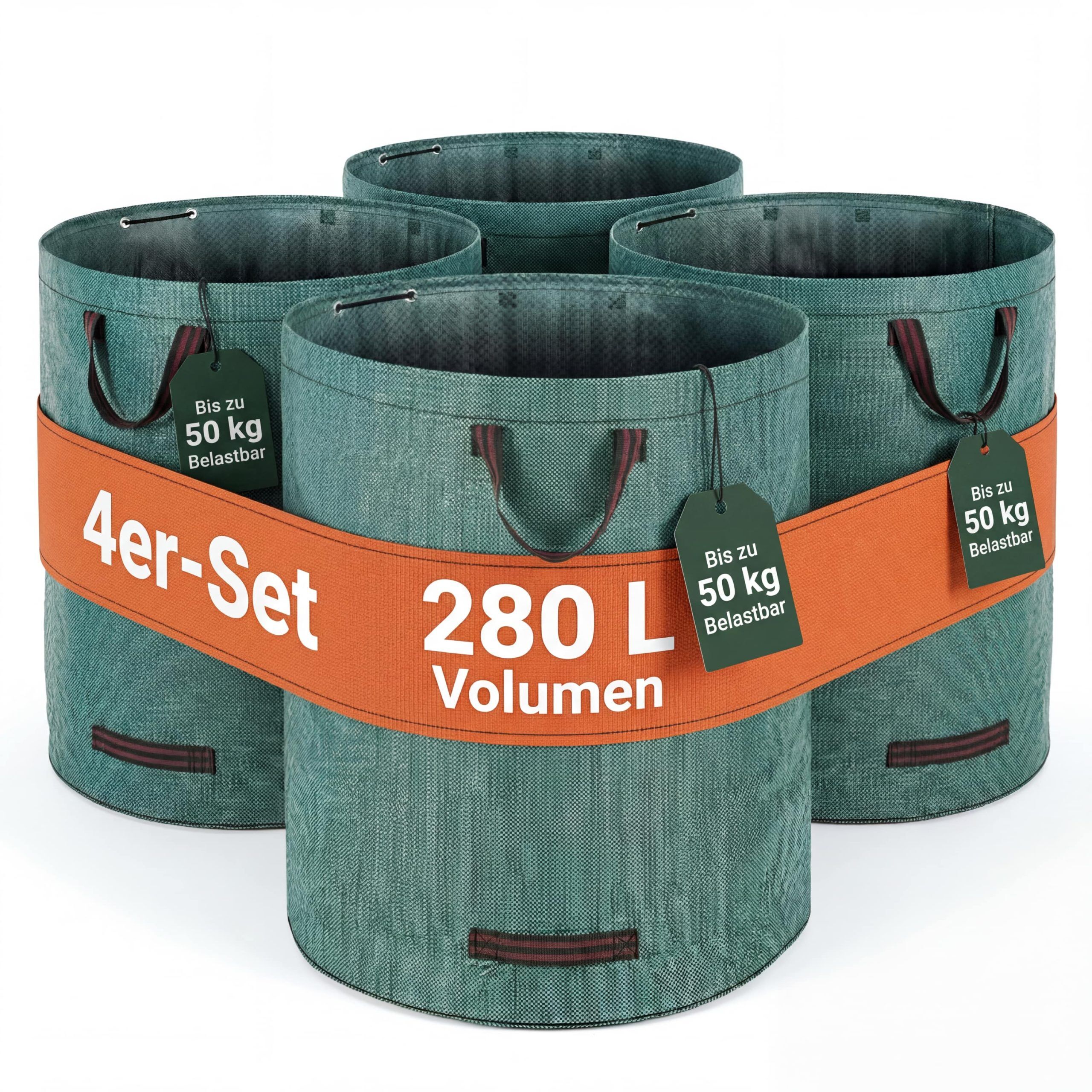 Gartenabfallsack 4er-Set Grün je 280 Liter