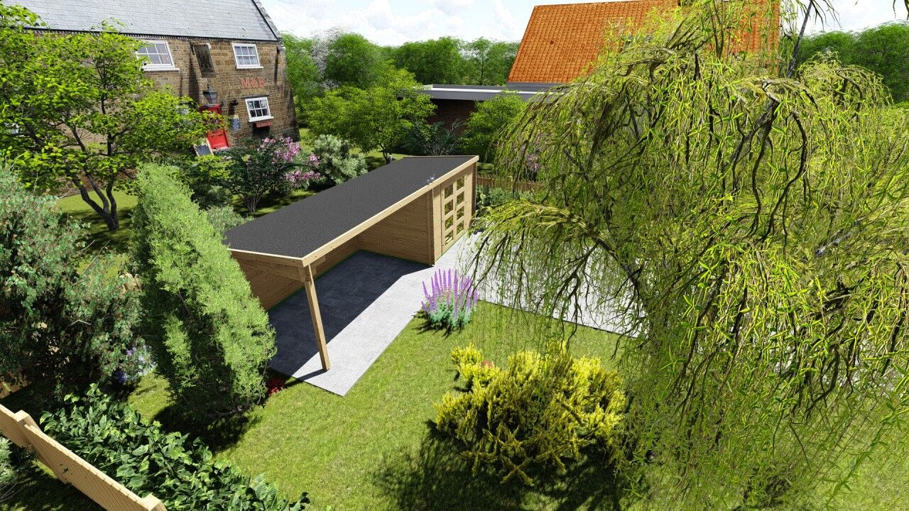 Gartenhaus Flachdach 7x2,4 Funny 5