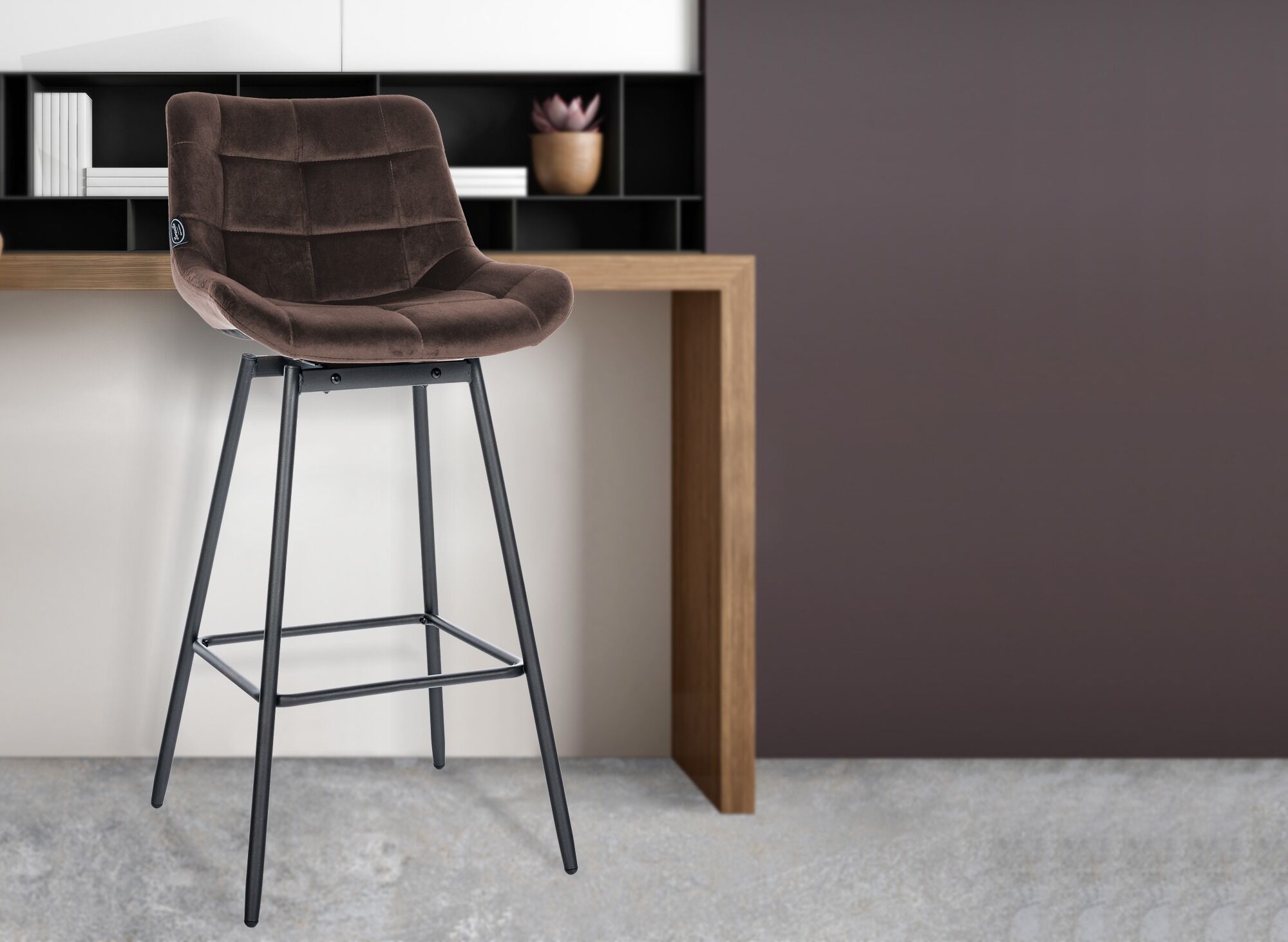 Barhocker Weston Schwenkbar Samt, braun