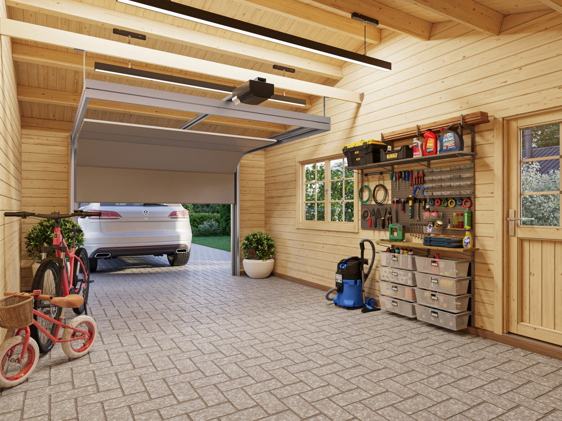 Palmako Holzgarage Roger 19,0+16,2 m2 mit Sektionaltor