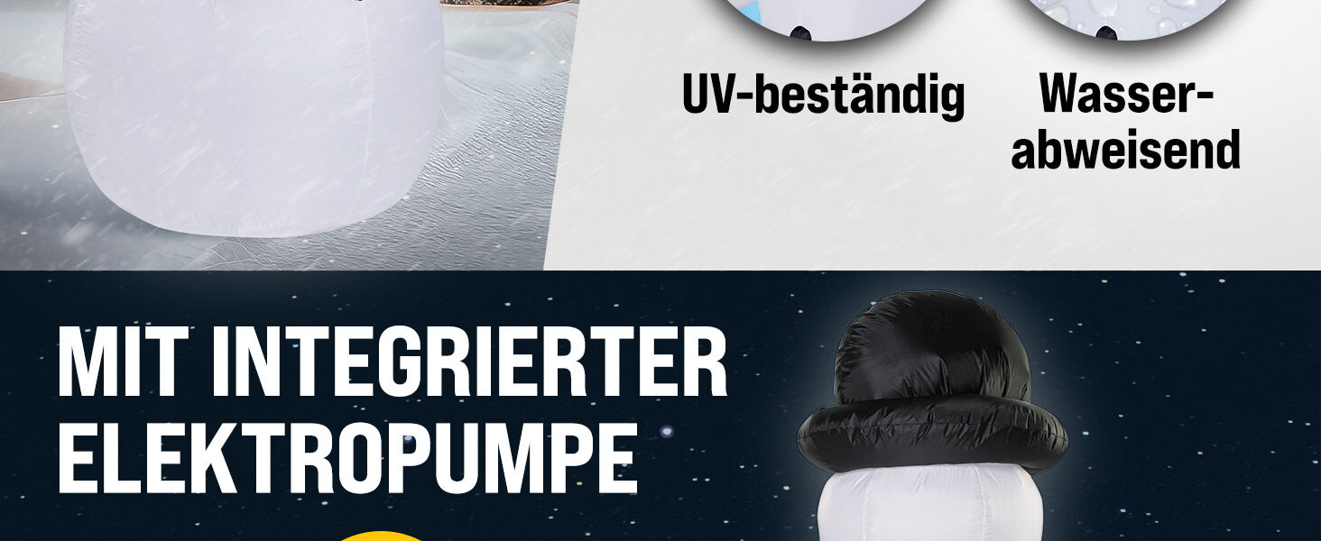 Aufblasbare Weihnachtsdeko Schneemann mit 20 LEDs