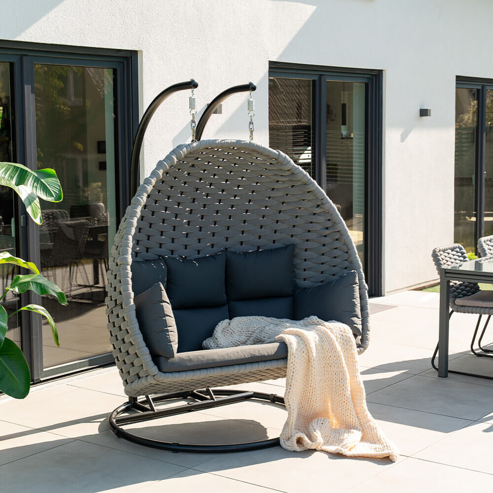 Hängesessel aus Seilgeflecht CADEIRA Hellgrau - 2-Sitzer