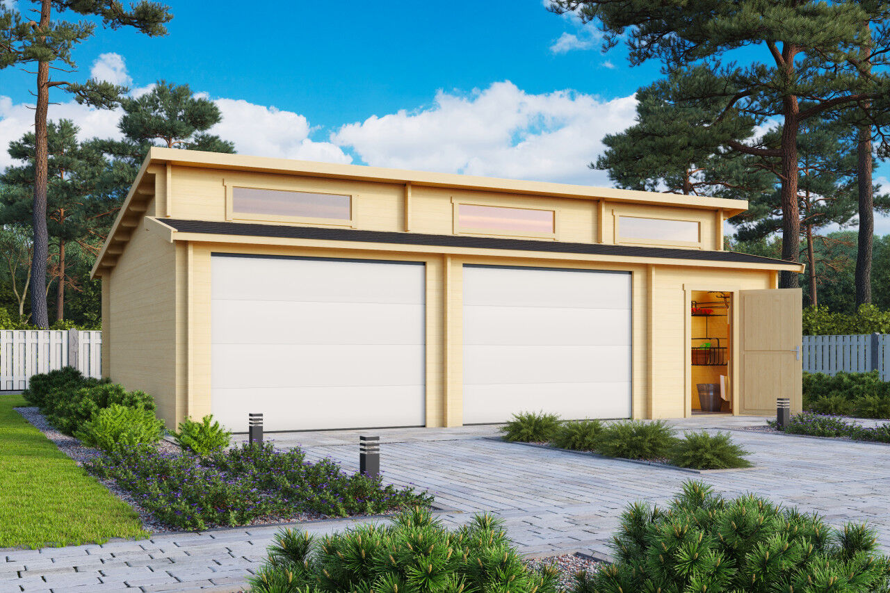 Garage mit Stufendach