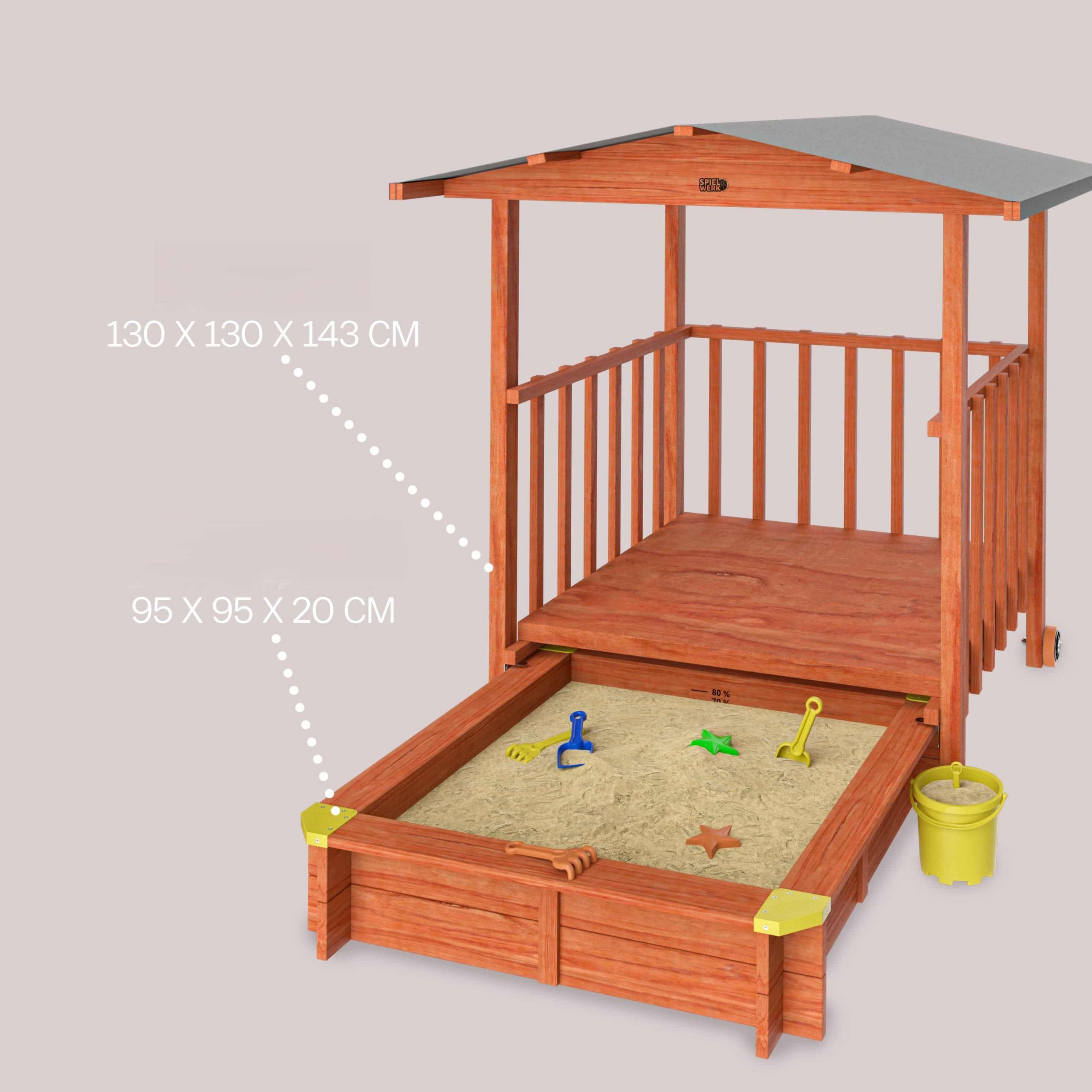 Sandkasten Merle UV-Schutz 50+ überdachte Spielveranda
