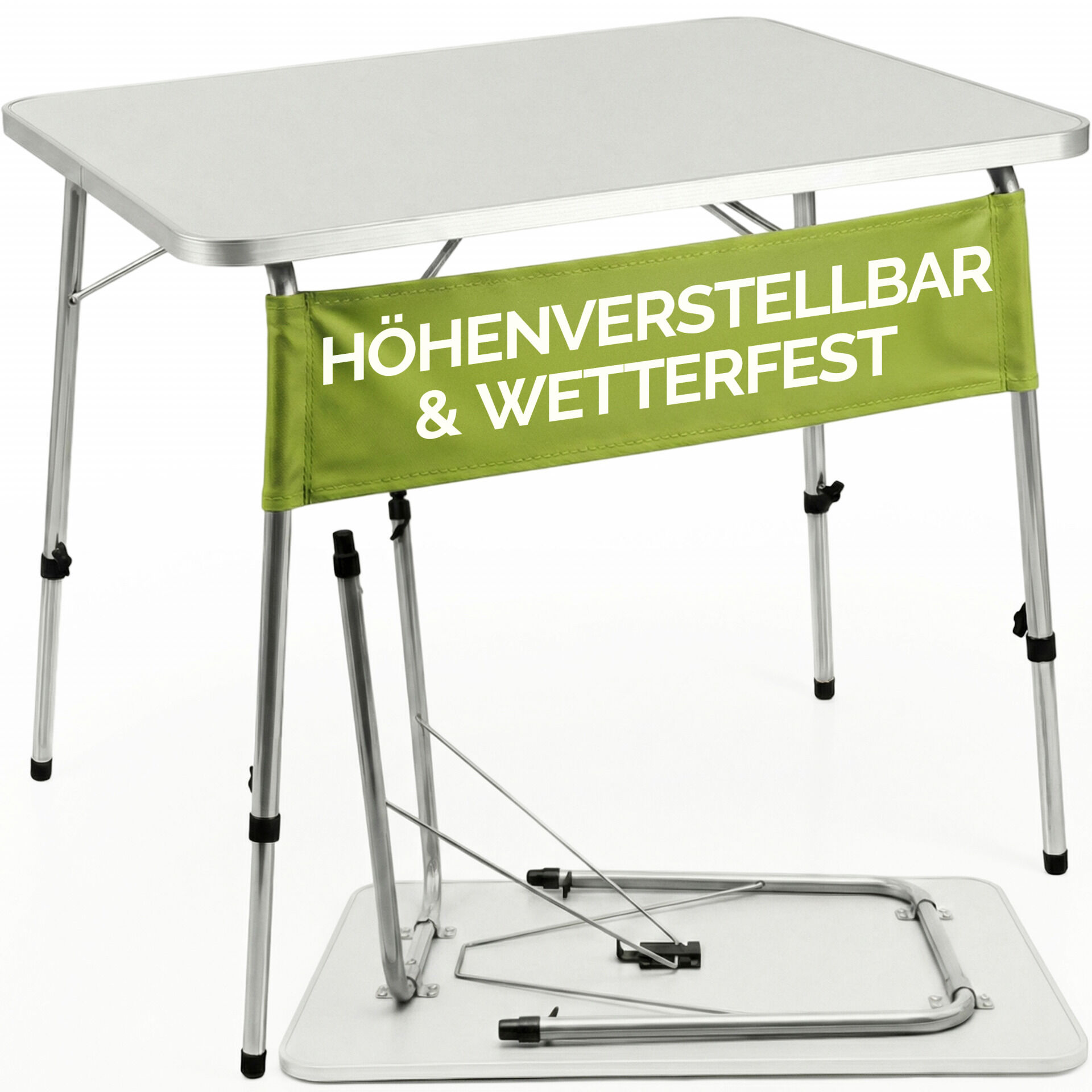 Gartentisch Silber Alu 80x55x50/69cm klappbar