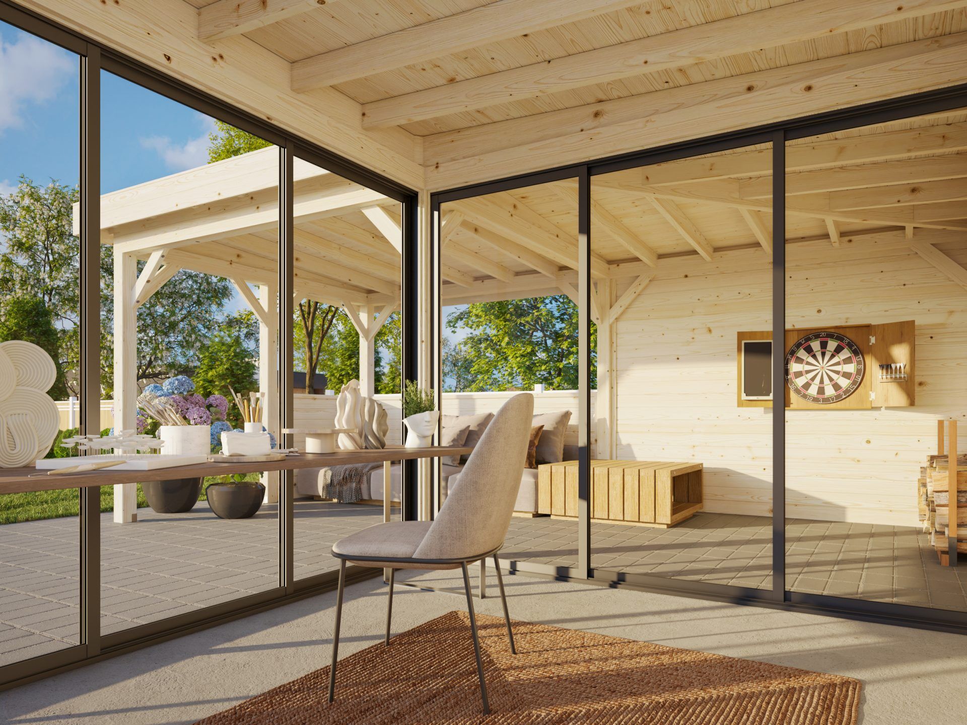 Palmako modernes Gartenhaus Lenna 24,9 m2 Set 410 Slide