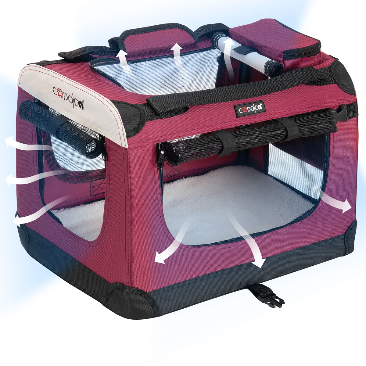 Hundebox faltbar S 50x34x36cm Dunkelrot