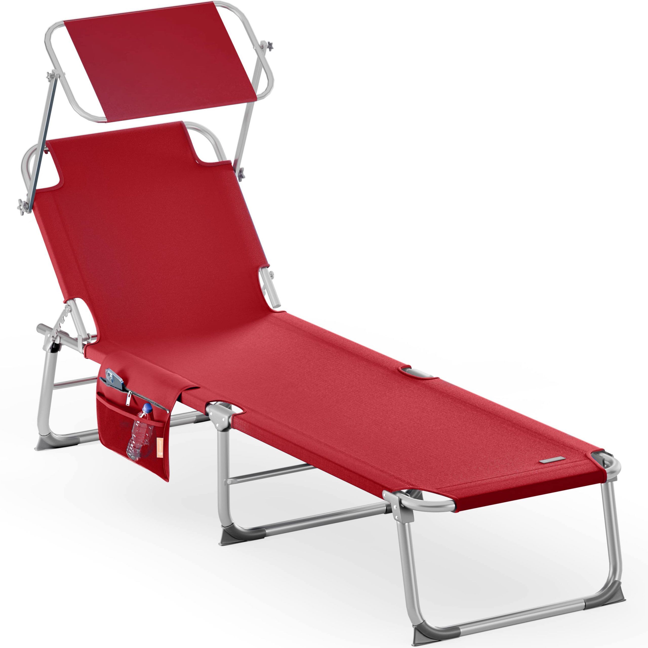 Gartenliege Ibiza Rubinrot 190x59x29cm Alu Sonnendach
