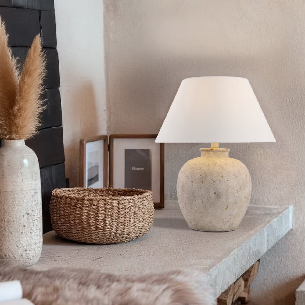 Kleine Tischlampe in Steinoptik LENE - Weiß