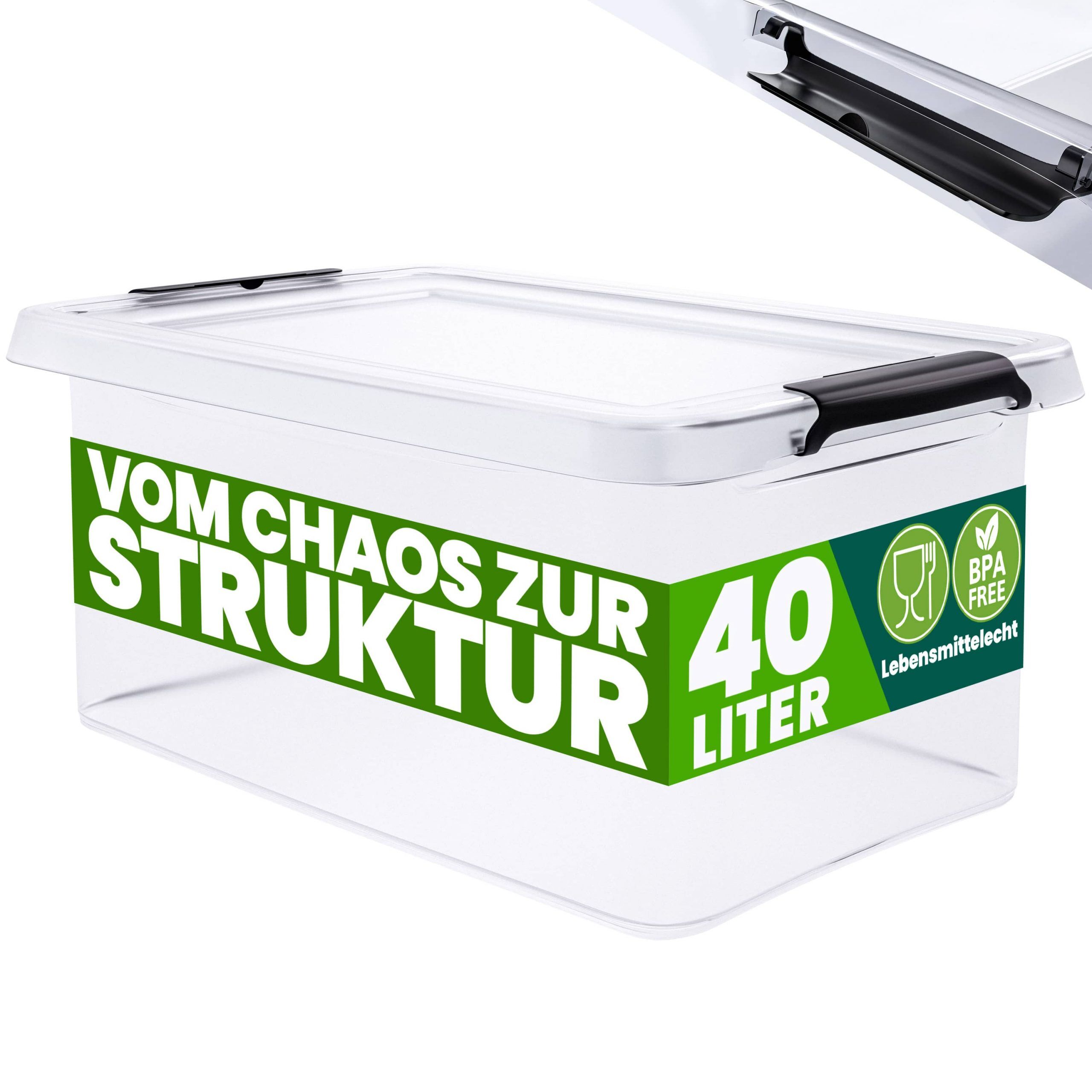 Aufbewahrungsbox 58x39x26cm 40L transparent stapelbar BPA-frei