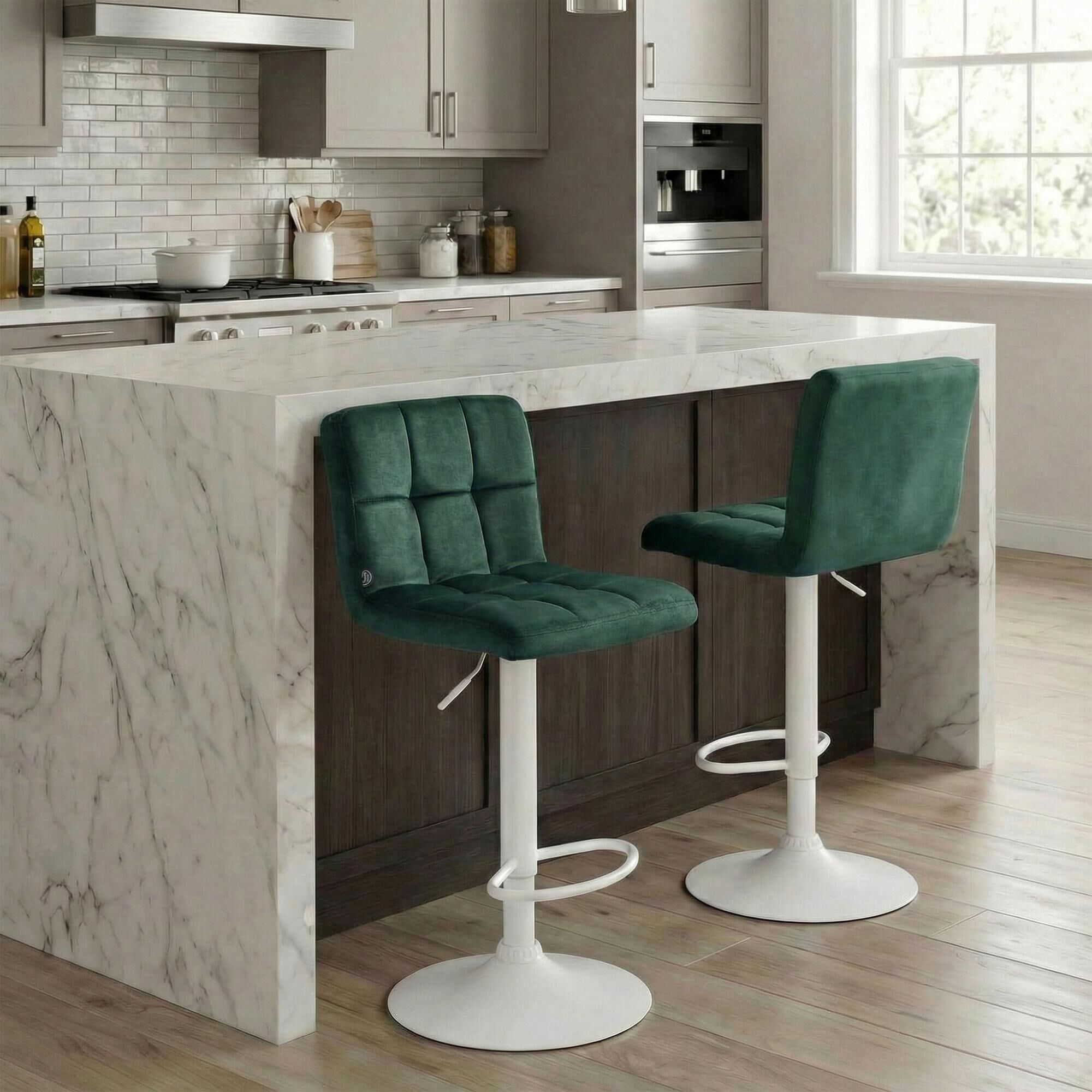 Barhocker Peru Samt weiß, grün
