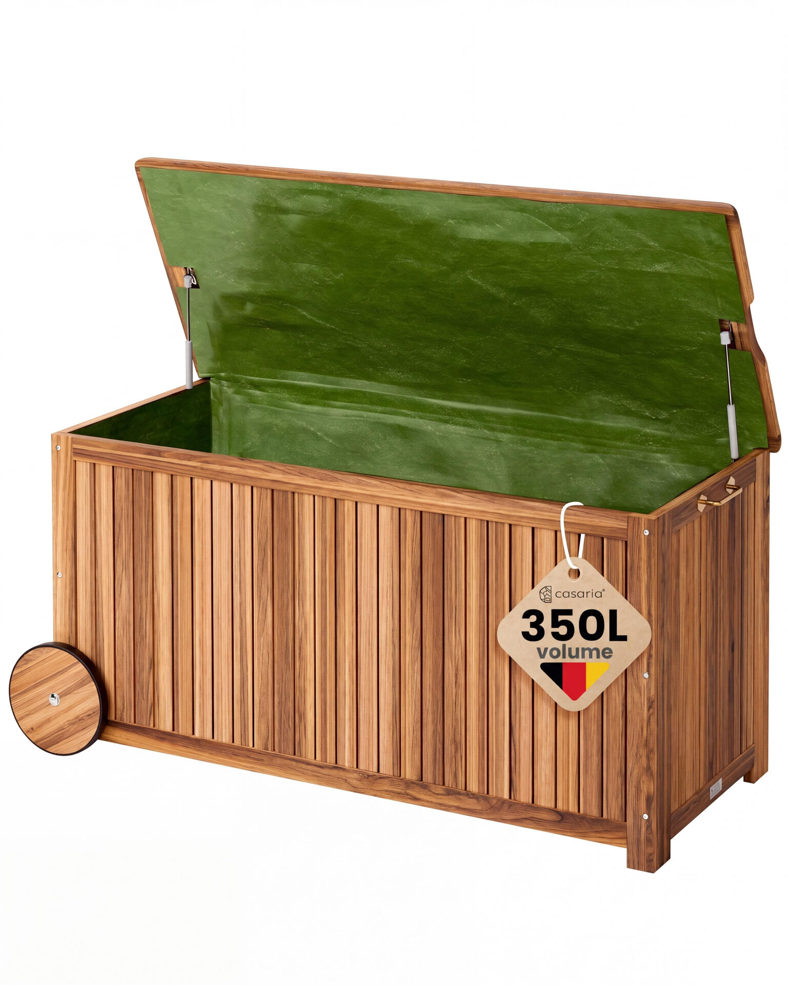 Gartenbox Akazienholz 350L mit Innenplane 119x50x61cm wetterfest
