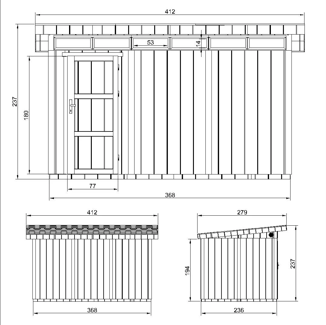 Pultdach Gartenhaus Norge 6 mit LP® SmartSide® M904 – 368 x 236 cm – 9 m2