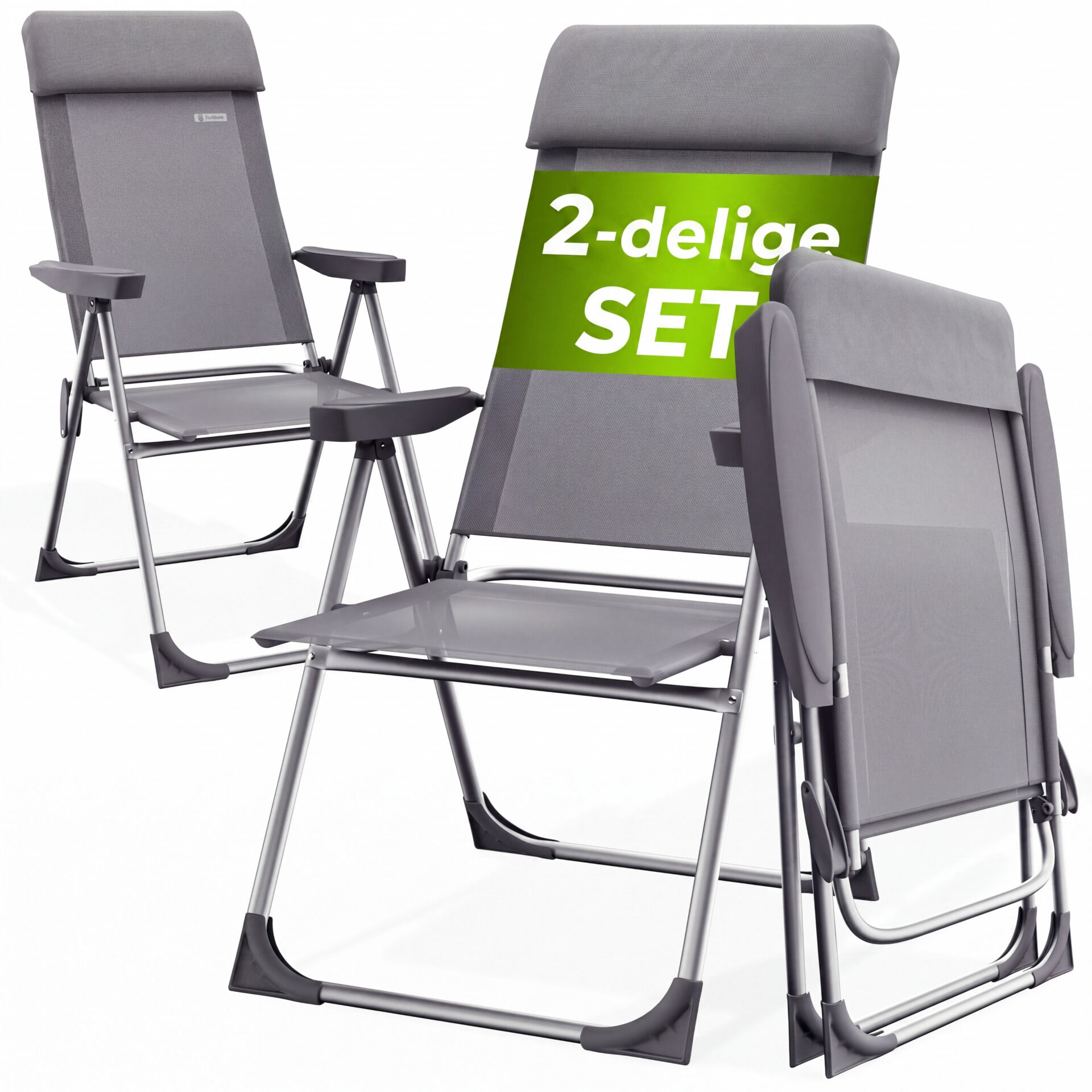 Gartenstuhl 2er-Set Grau Alu klappbar