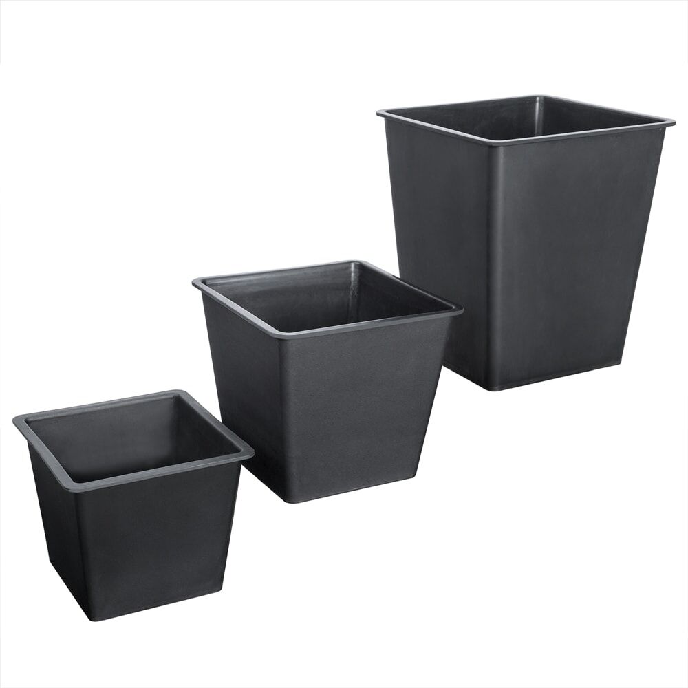 Polyrattan Blumentopf 3er-Set Schwarz