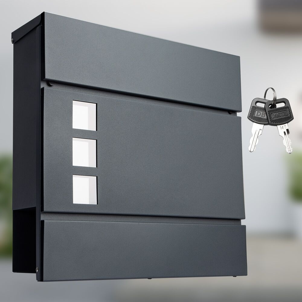 Designer Briefkasten mit Sichtfenster Anthrazit