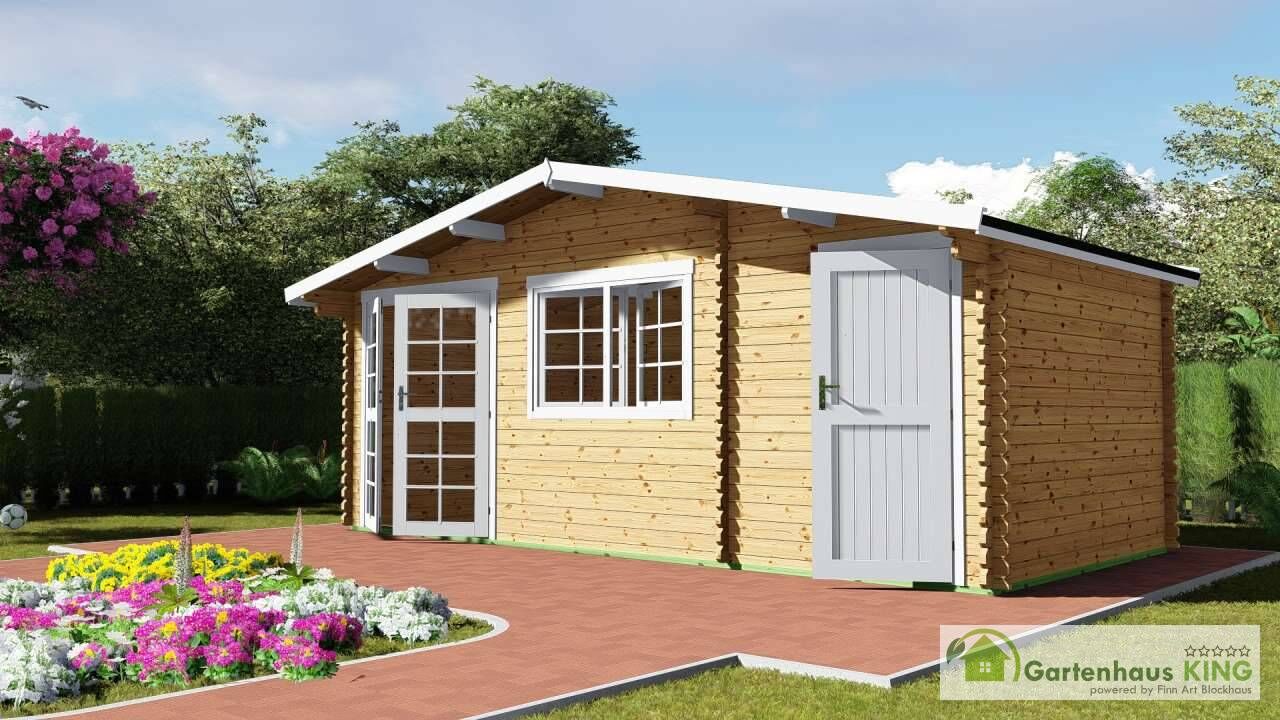 Gartenhaus Norwegen 60 – Blockhaus mit separatem Abstellraum