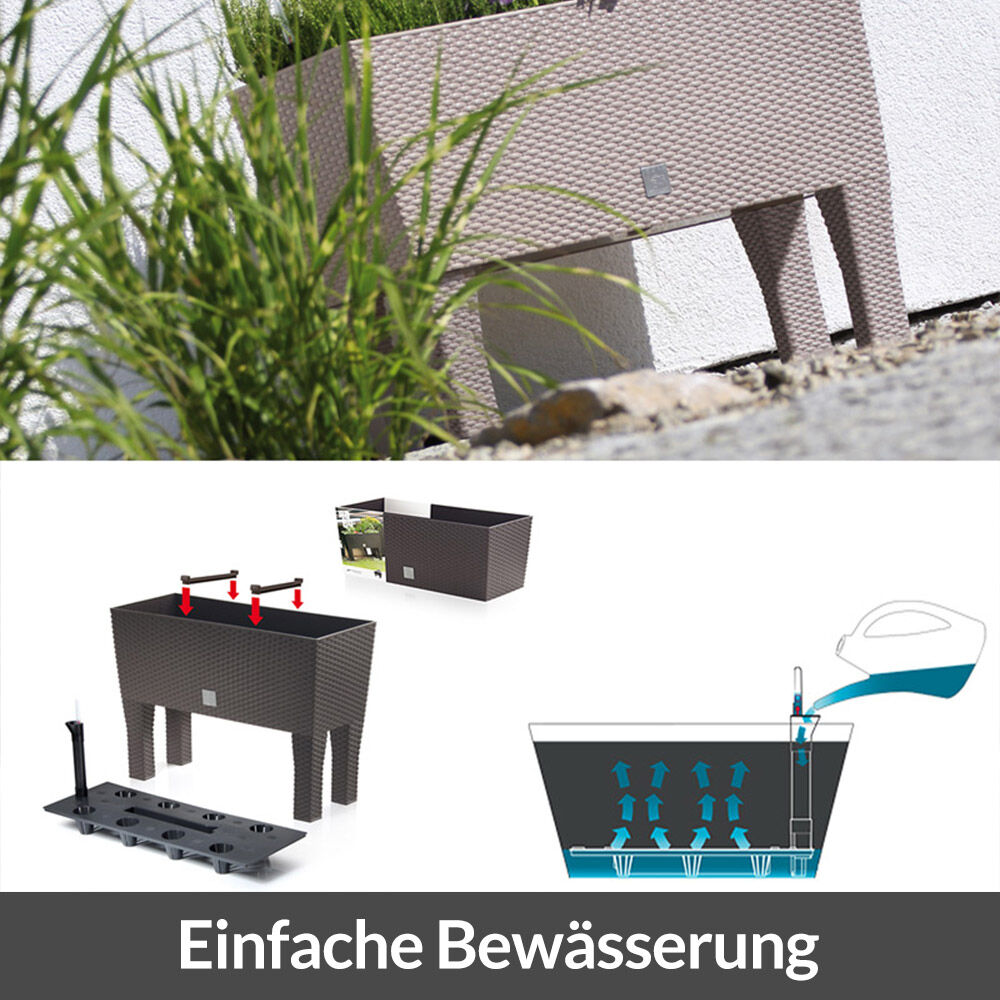 Hochbeet Polyrattanoptik Anthrazit 60x25x46cm Bewässerungssystem